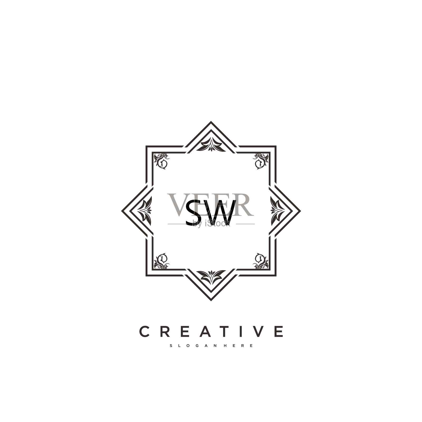 Sw美初始标识手写标识艺术插画图片素材