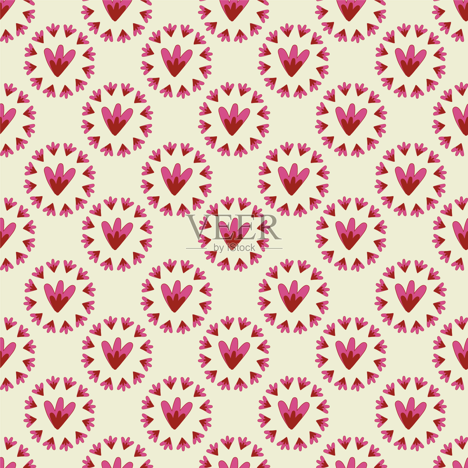 小花在花圈里无缝衔接插画图片素材