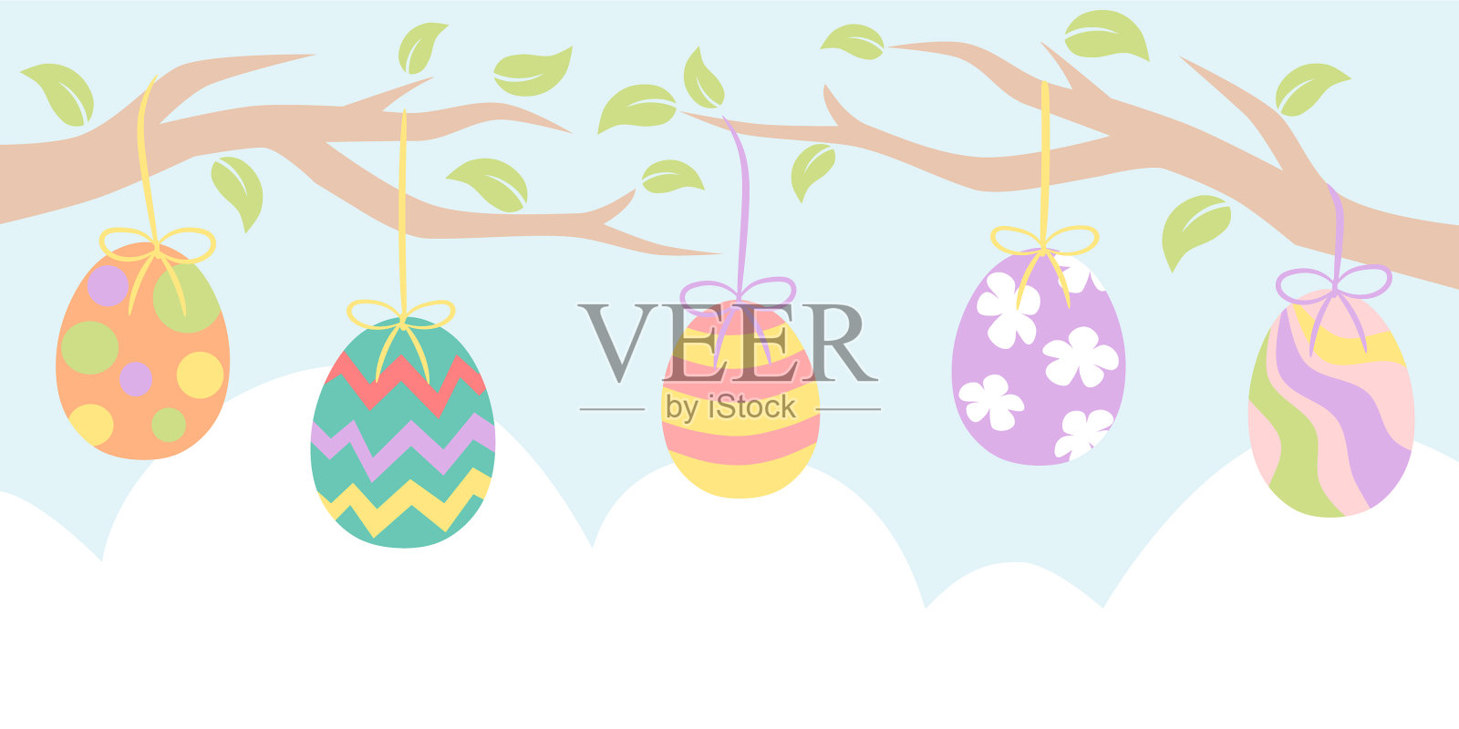 带有彩蛋的复活节横幅插画图片素材