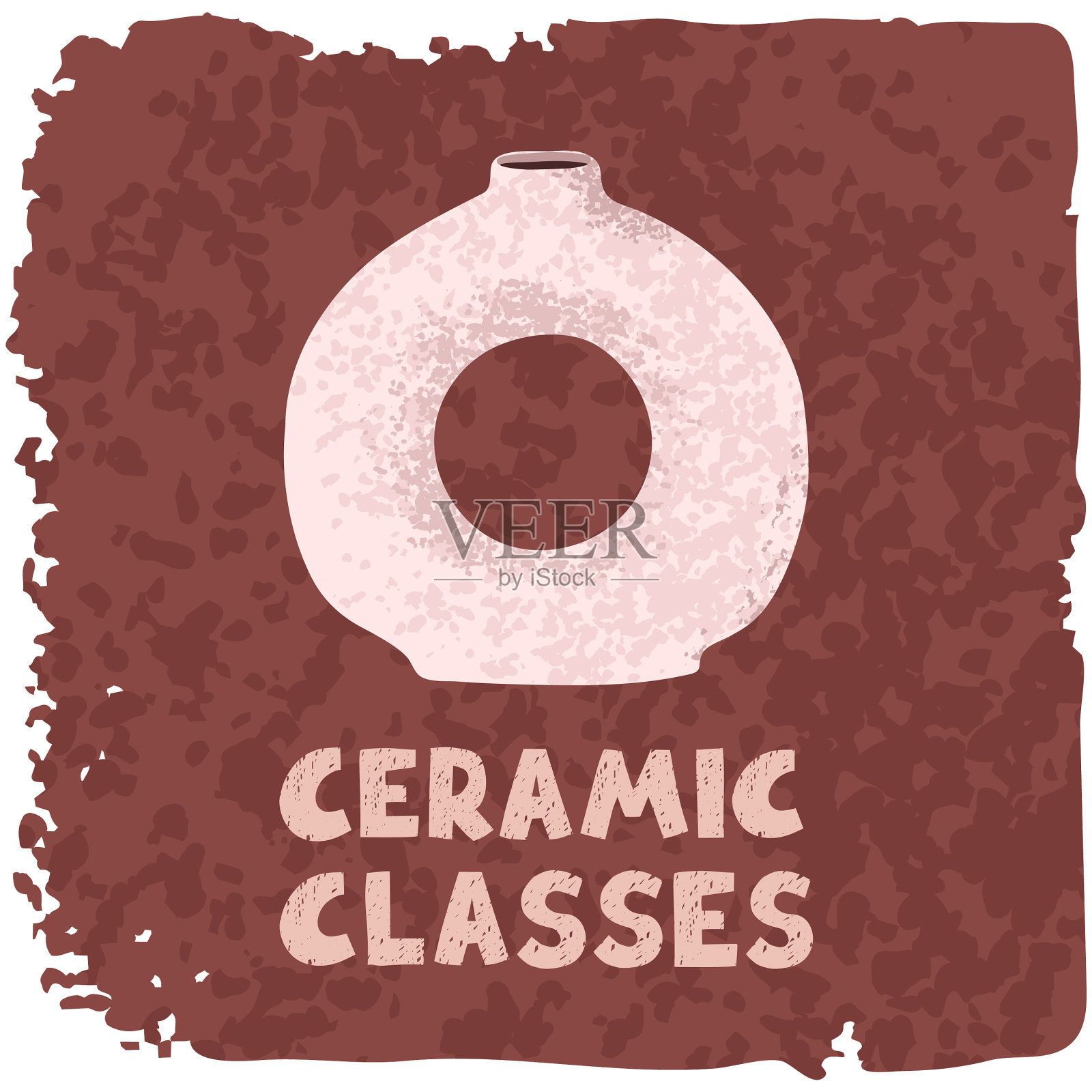 彩瓷花瓶瓷插画图片素材