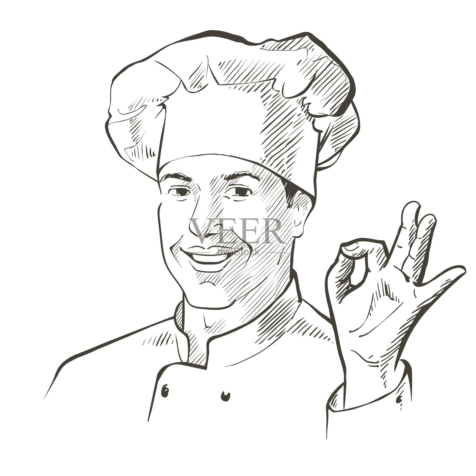 厨师在工作制服微笑面包师在厨师插画图片素材