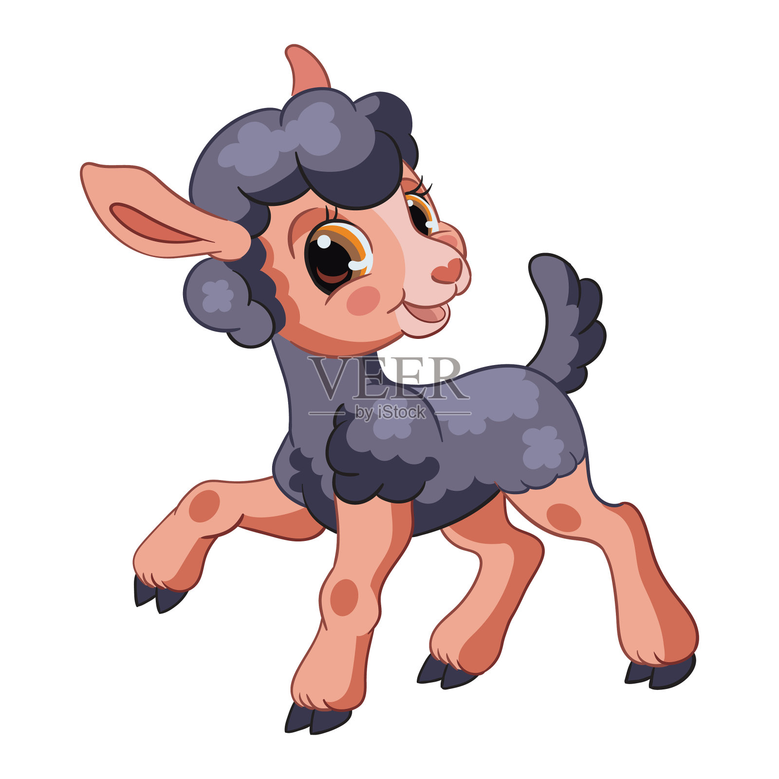 可爱有趣的小角色黑羊羔设计元素图片