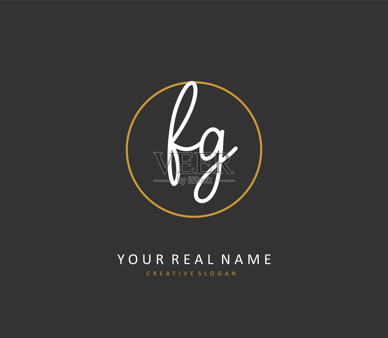 Fg首字母手写和签名标志插画图片素材