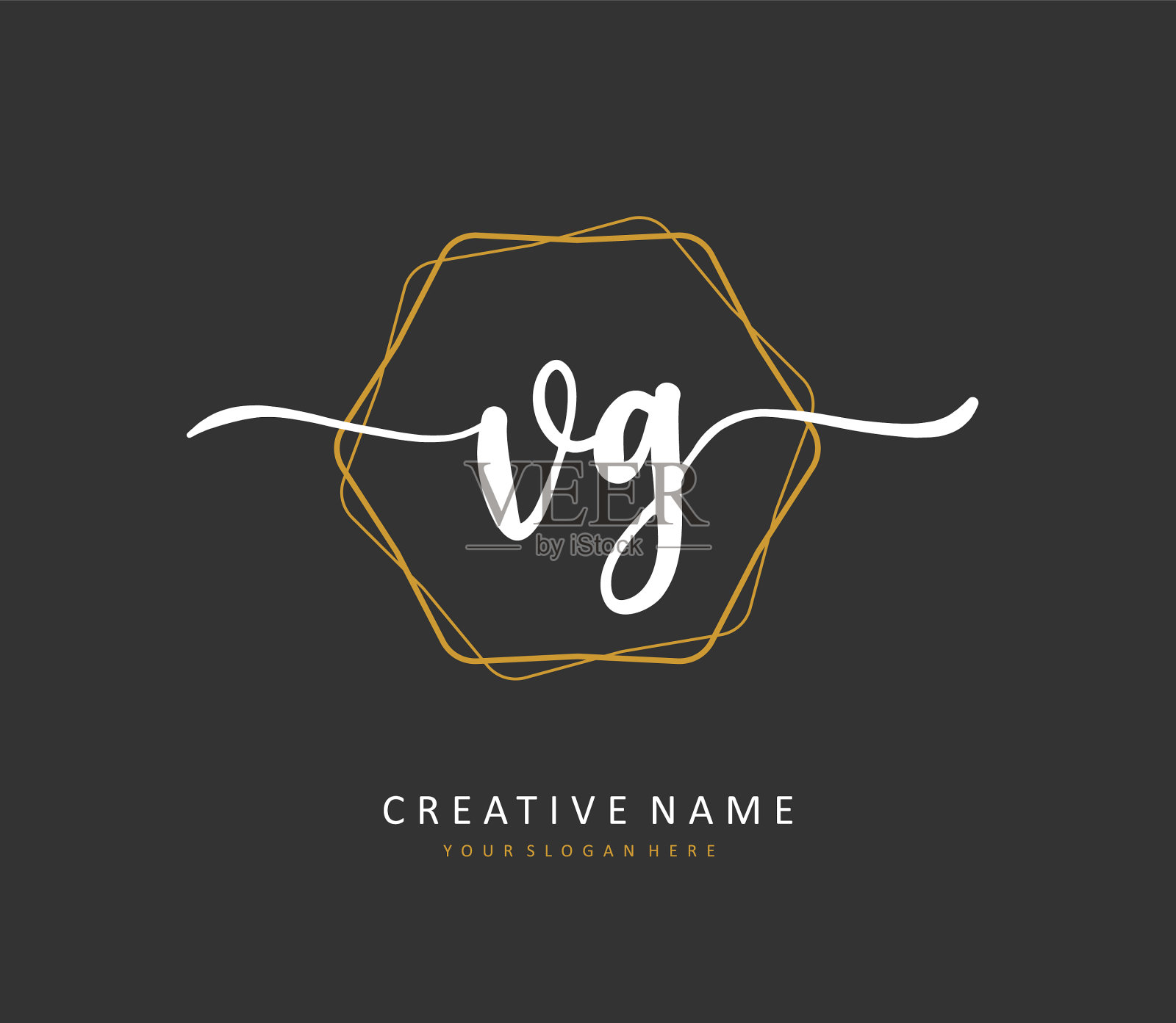 Vg首字母手写和签名标志插画图片素材