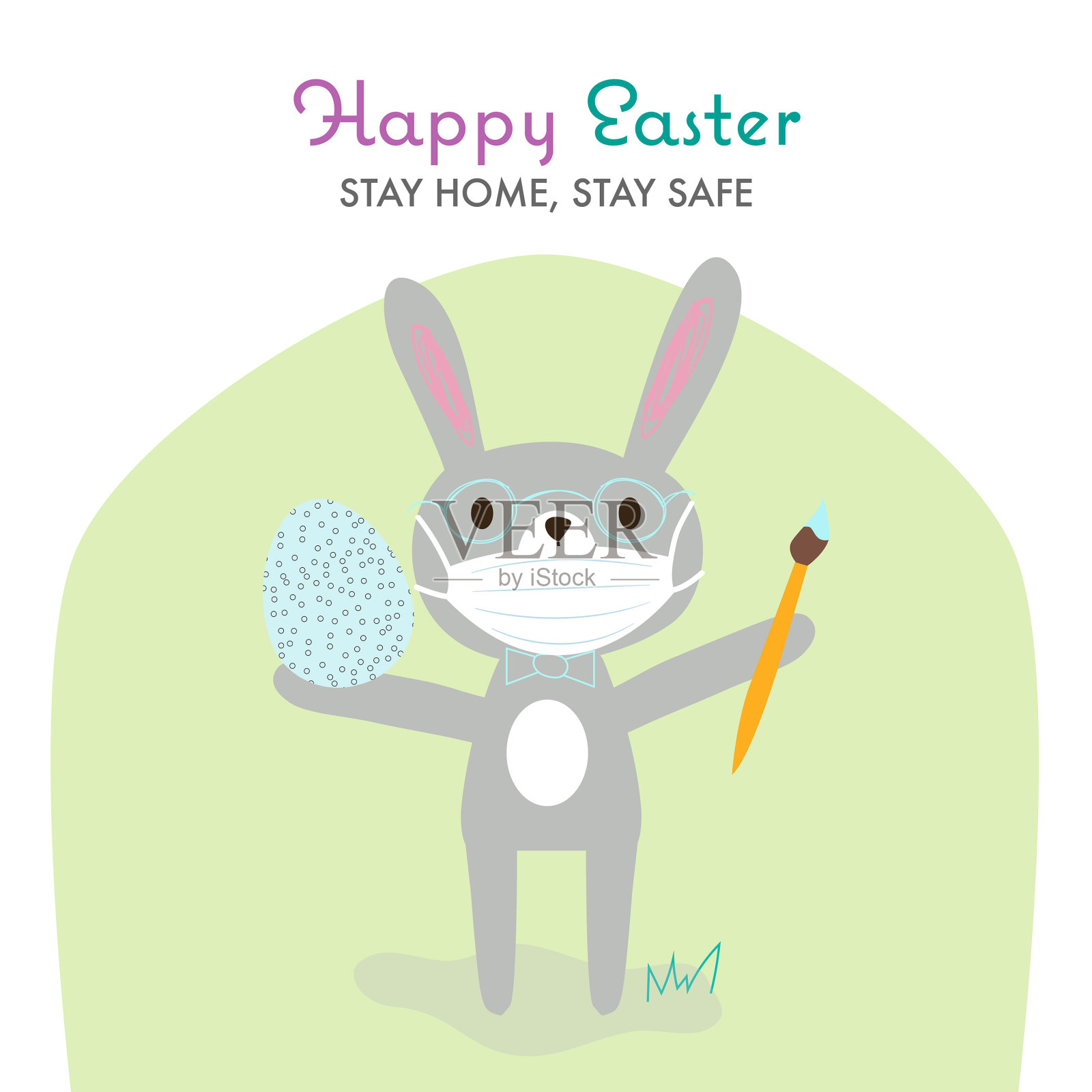 复活节呆在家里激励人心插画图片素材
