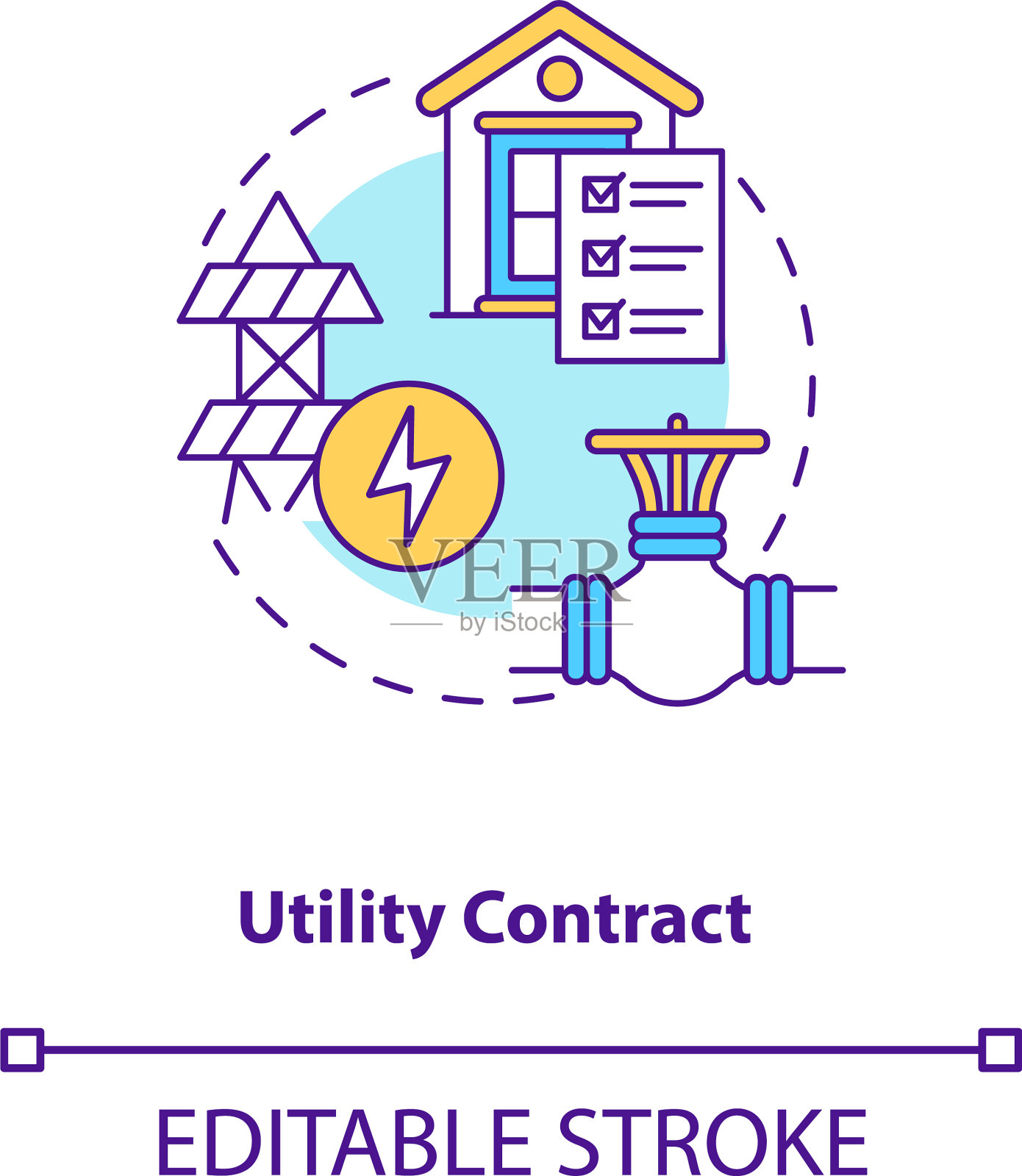 公用事业合同概念图标插画图片素材