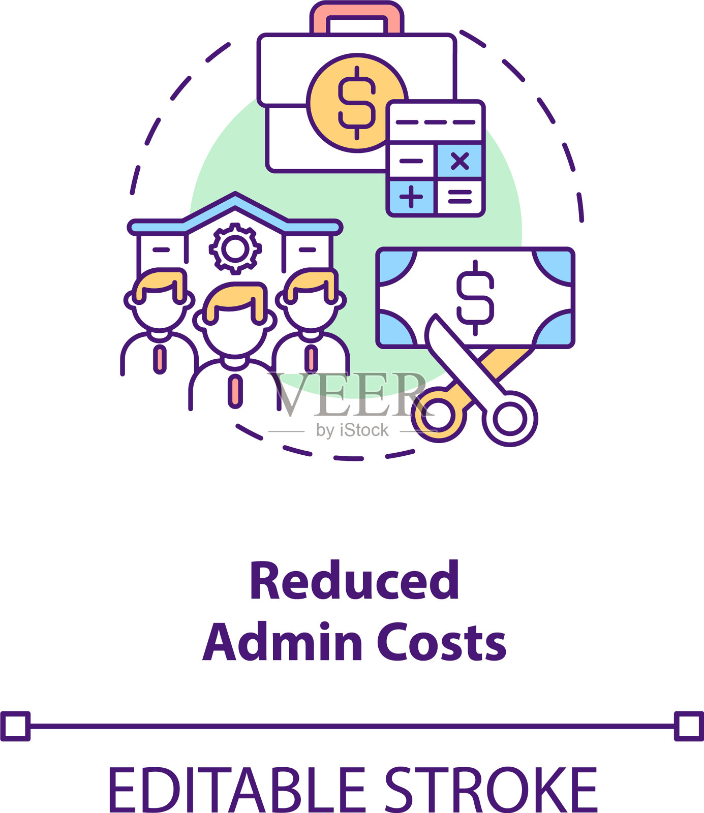 减少管理成本概念图标插画图片素材