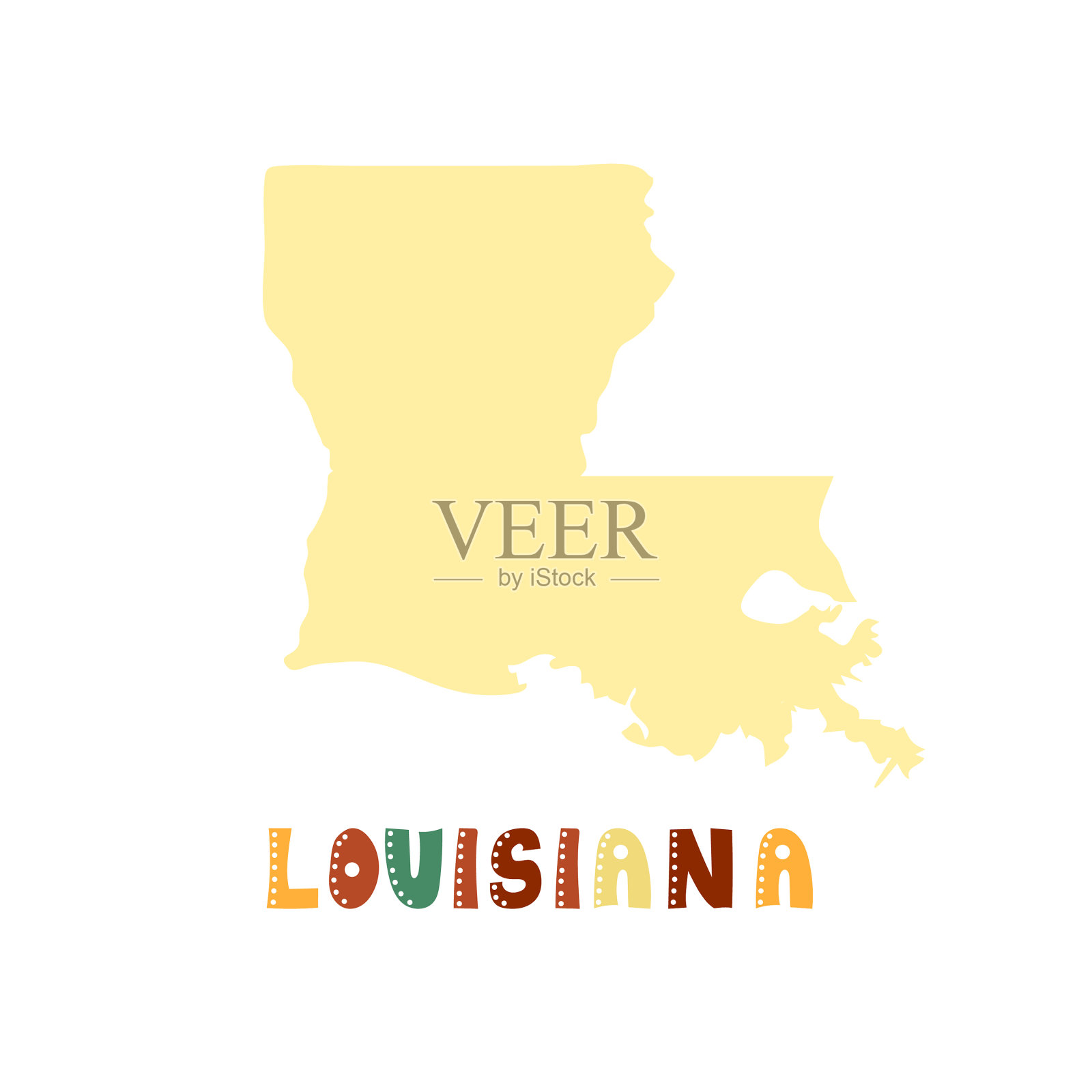 路易斯安那州地图孤立美国收集地图插画图片素材