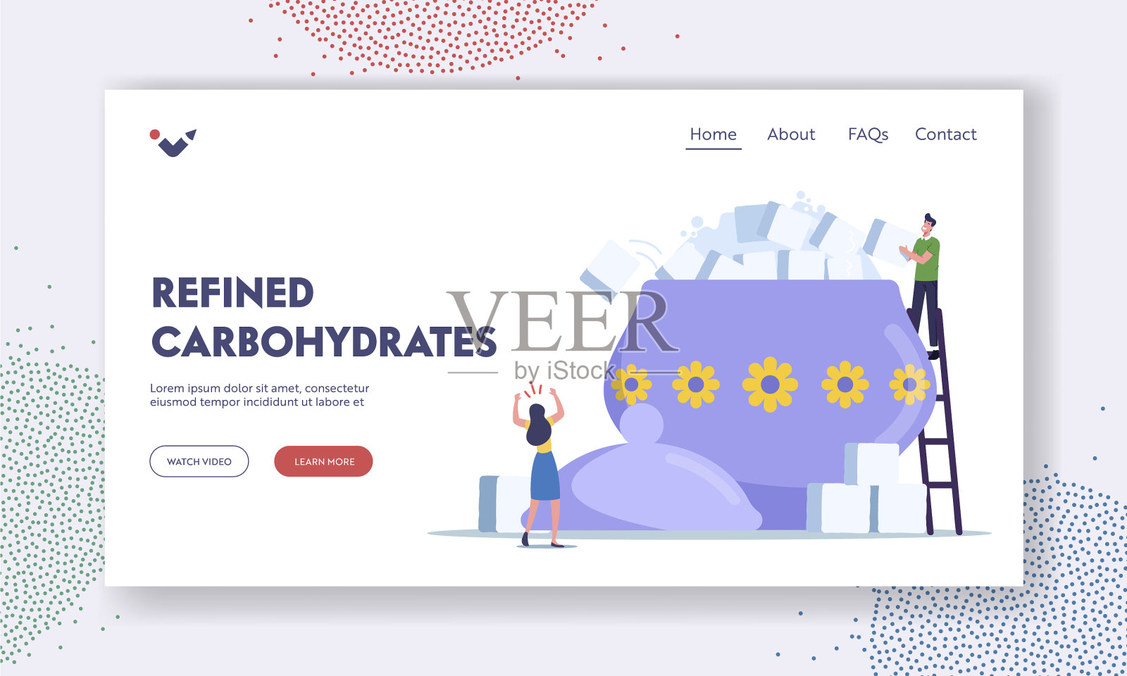 糖消费成瘾登陆页面模板插画图片素材