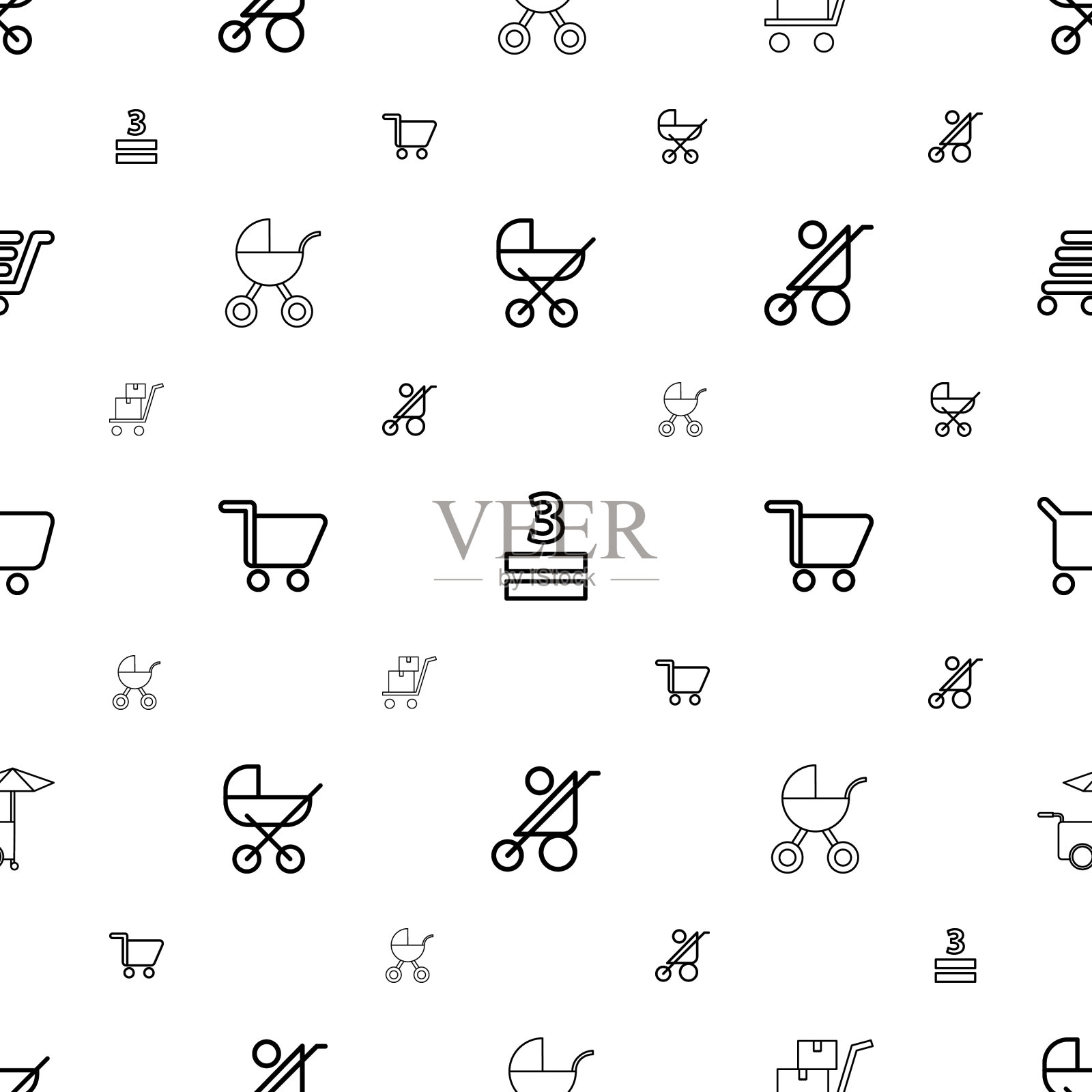 购物车图标模式无缝白色背景图标素材