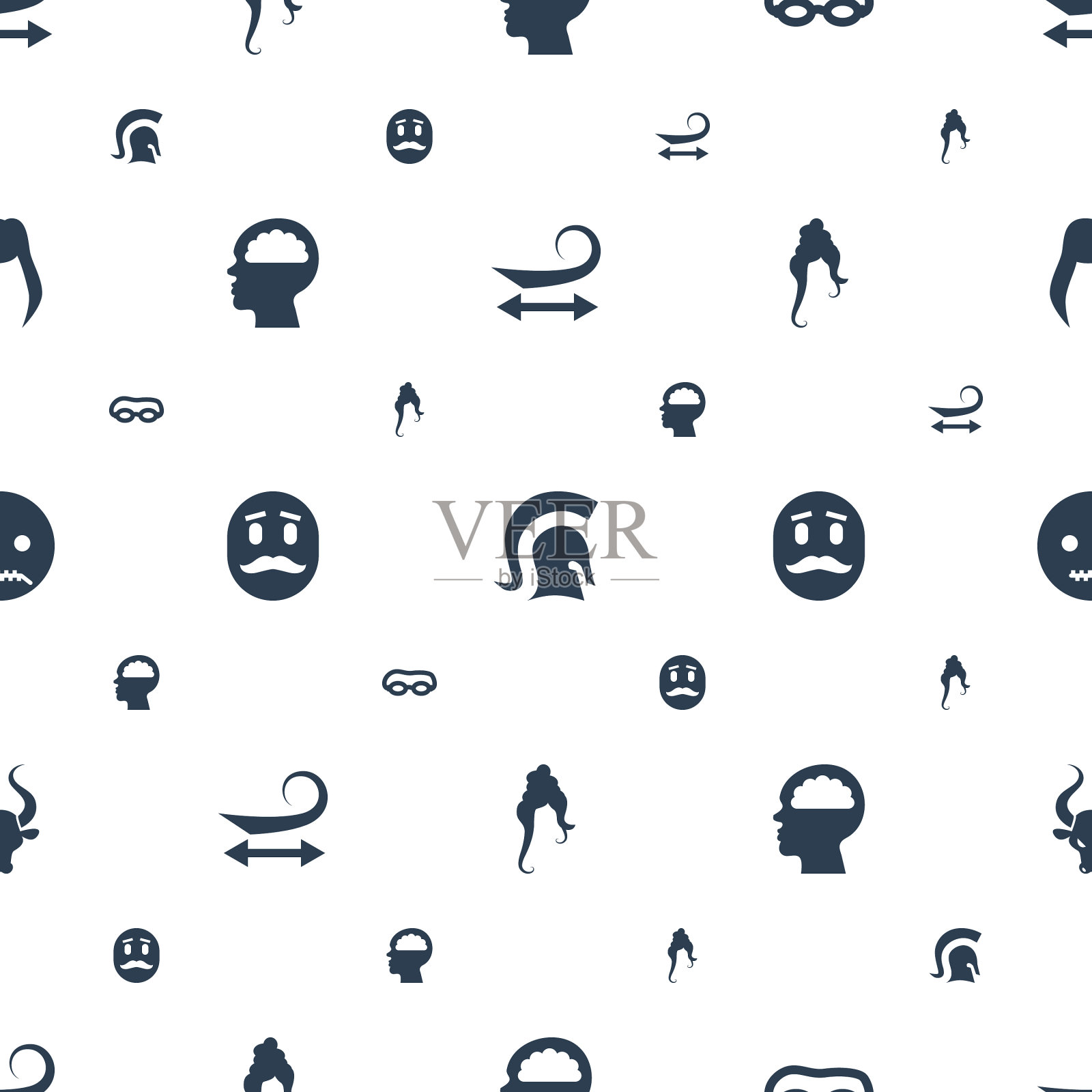 头图标模式无缝白色背景插画图片素材