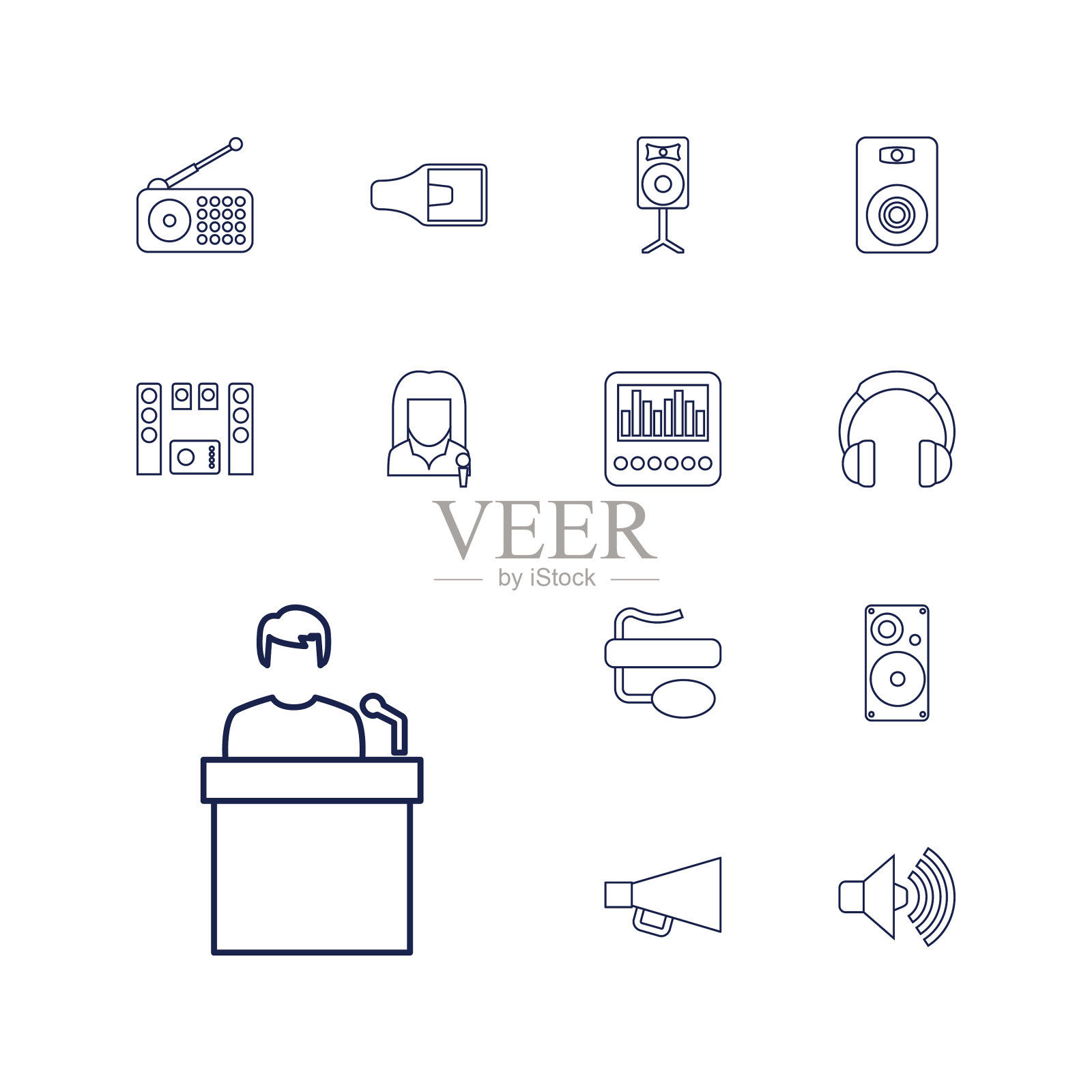 13个扬声器图标图标素材