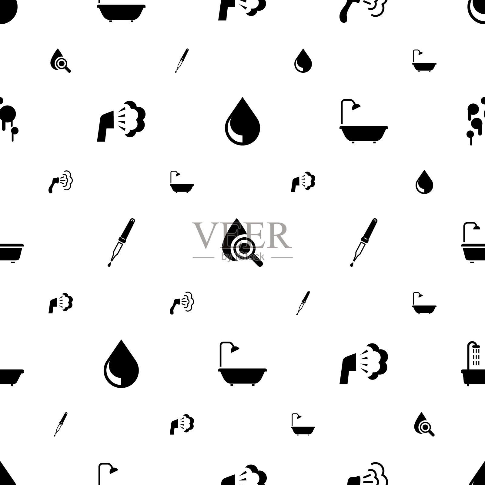 水滴图标图案无缝白色背景插画图片素材