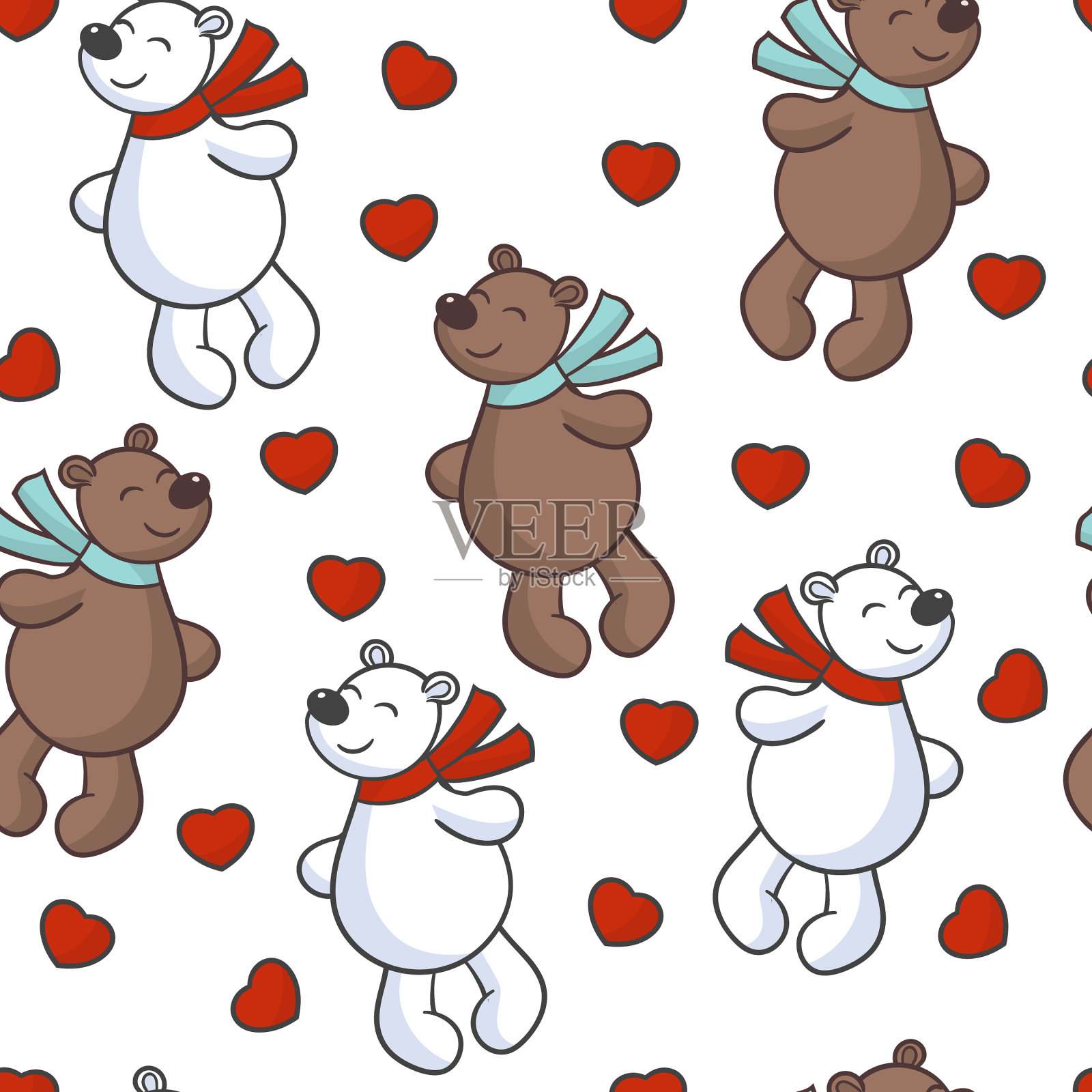 无缝图案与爱熊棕色和极地插画图片素材
