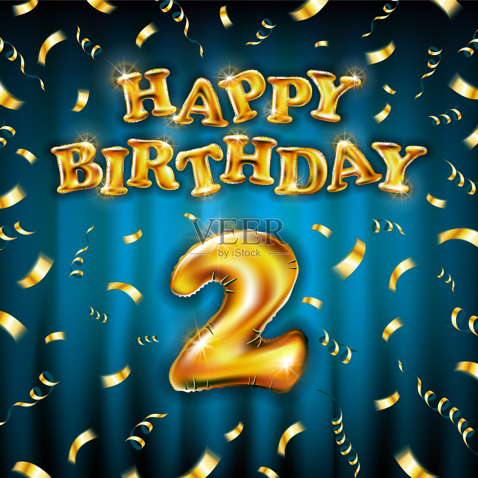 生日快乐短信变成金色插画图片素材