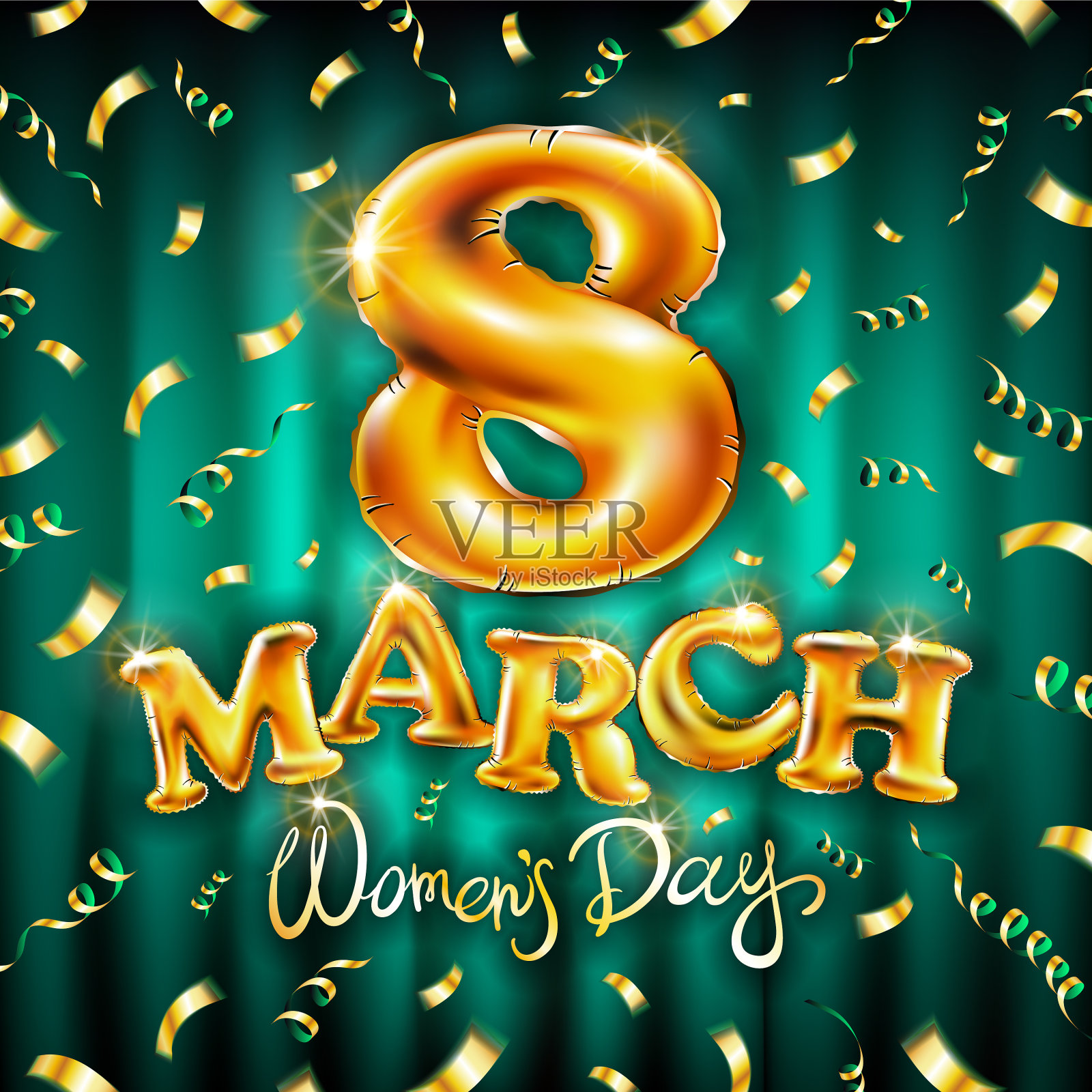 3月8日国际妇女节——黄金数字插画图片素材