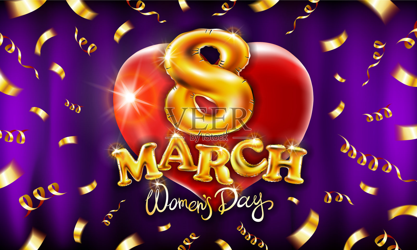 红心3月8日国际妇女节飞吧插画图片素材