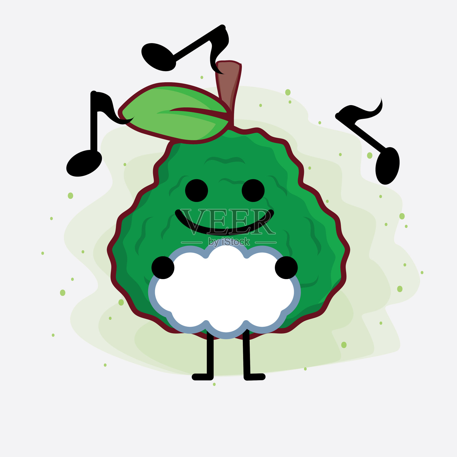 绿色卡菲尔石灰可爱的性格与简单的脸插画图片素材