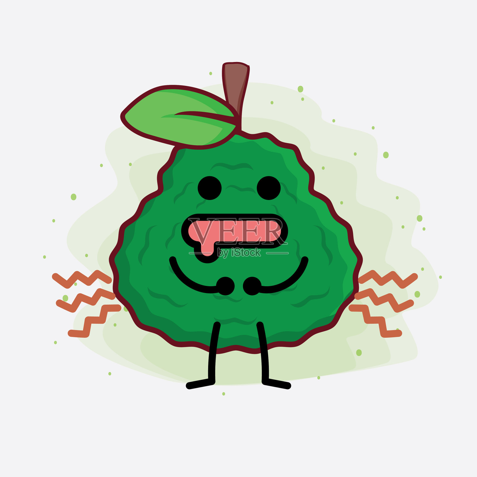 绿色卡菲尔石灰可爱的性格与简单的脸插画图片素材