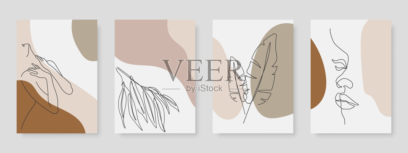 抽象的女性肖像和花卉插画图片素材