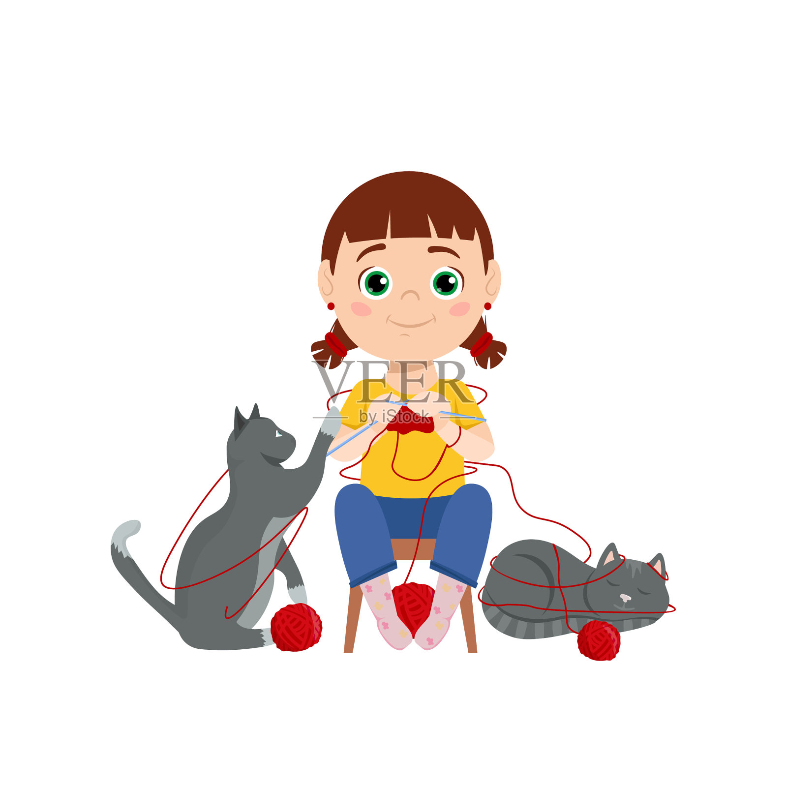 小女孩的行为设计元素图片