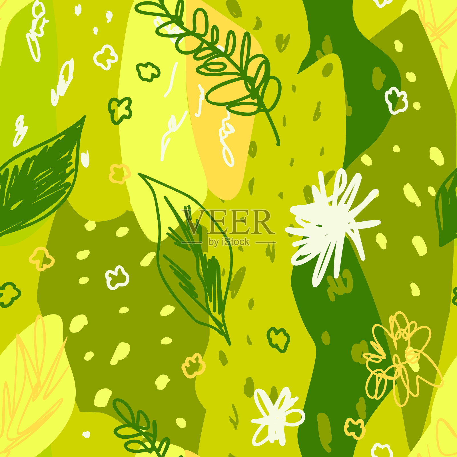 绿色抽象与抽象无缝格局插画图片素材