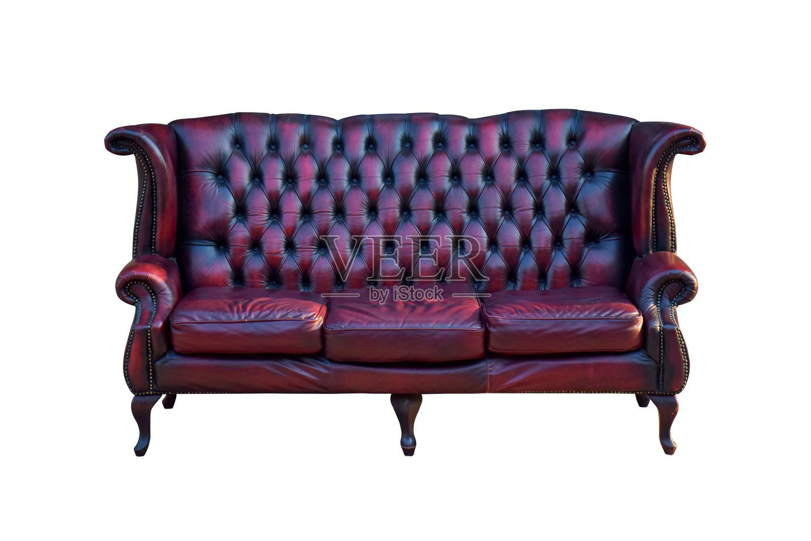 复古豪华真皮沙发孤立在白色背景照片摄影图片