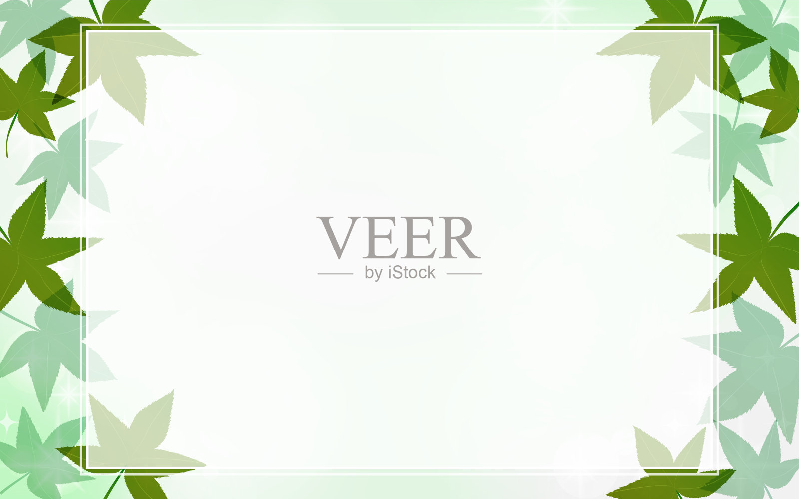 初夏蓝色秋叶背景和复制空间插画图片素材