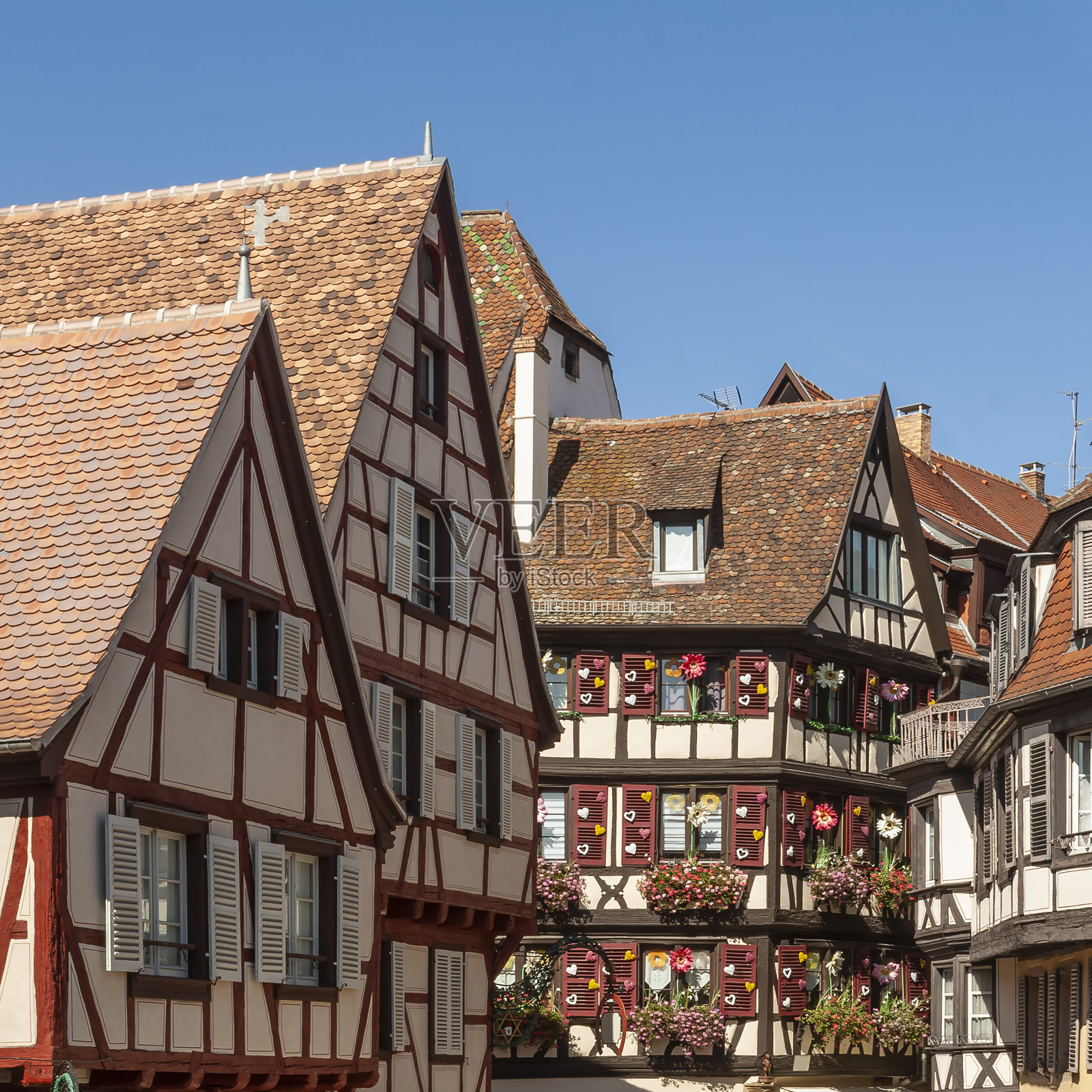 阿尔萨斯科尔马的美丽村庄照片摄影图片