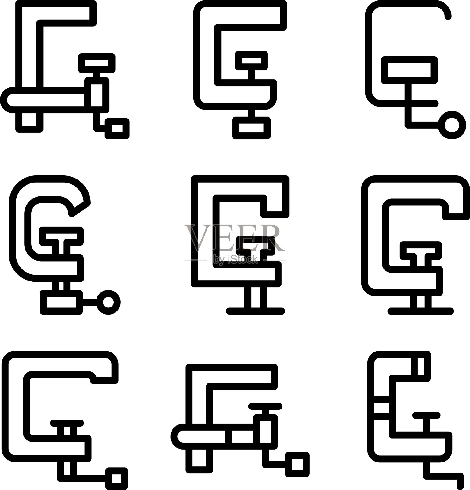 G箝位图标或标志孤立符号符号图标素材