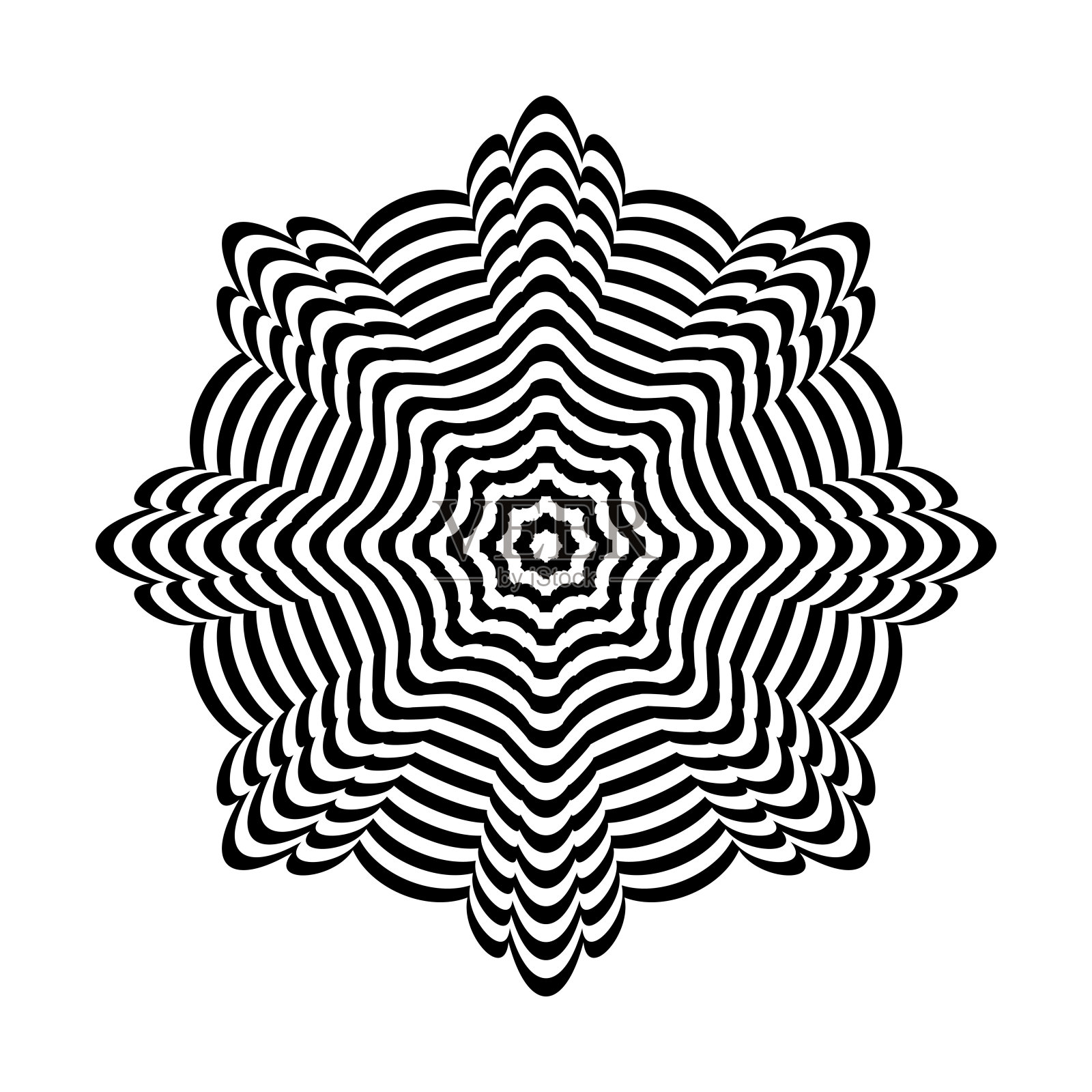 Op艺术设计元素。条纹线圆图案。插画图片素材