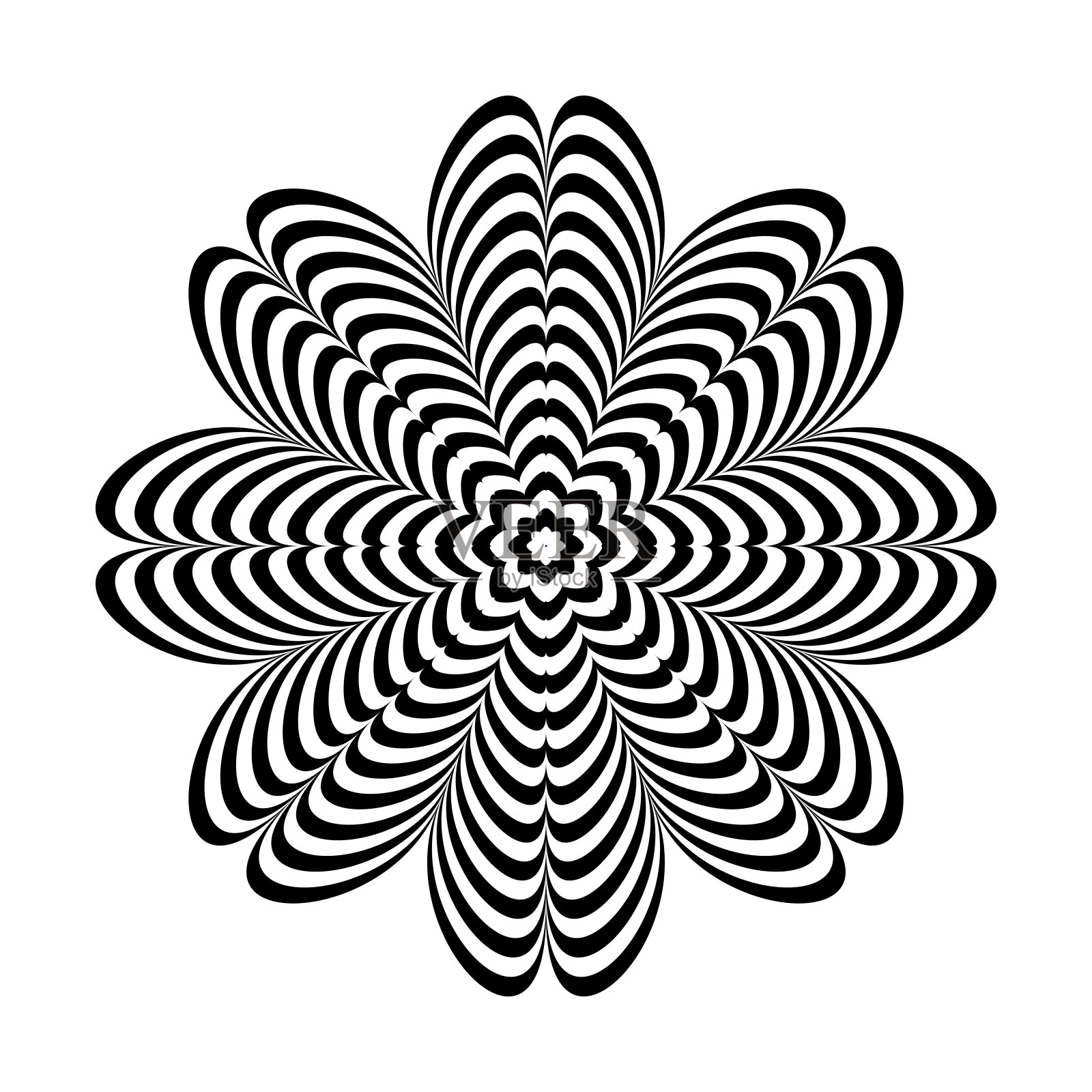 Op艺术设计元素。条纹线圆图案。插画图片素材