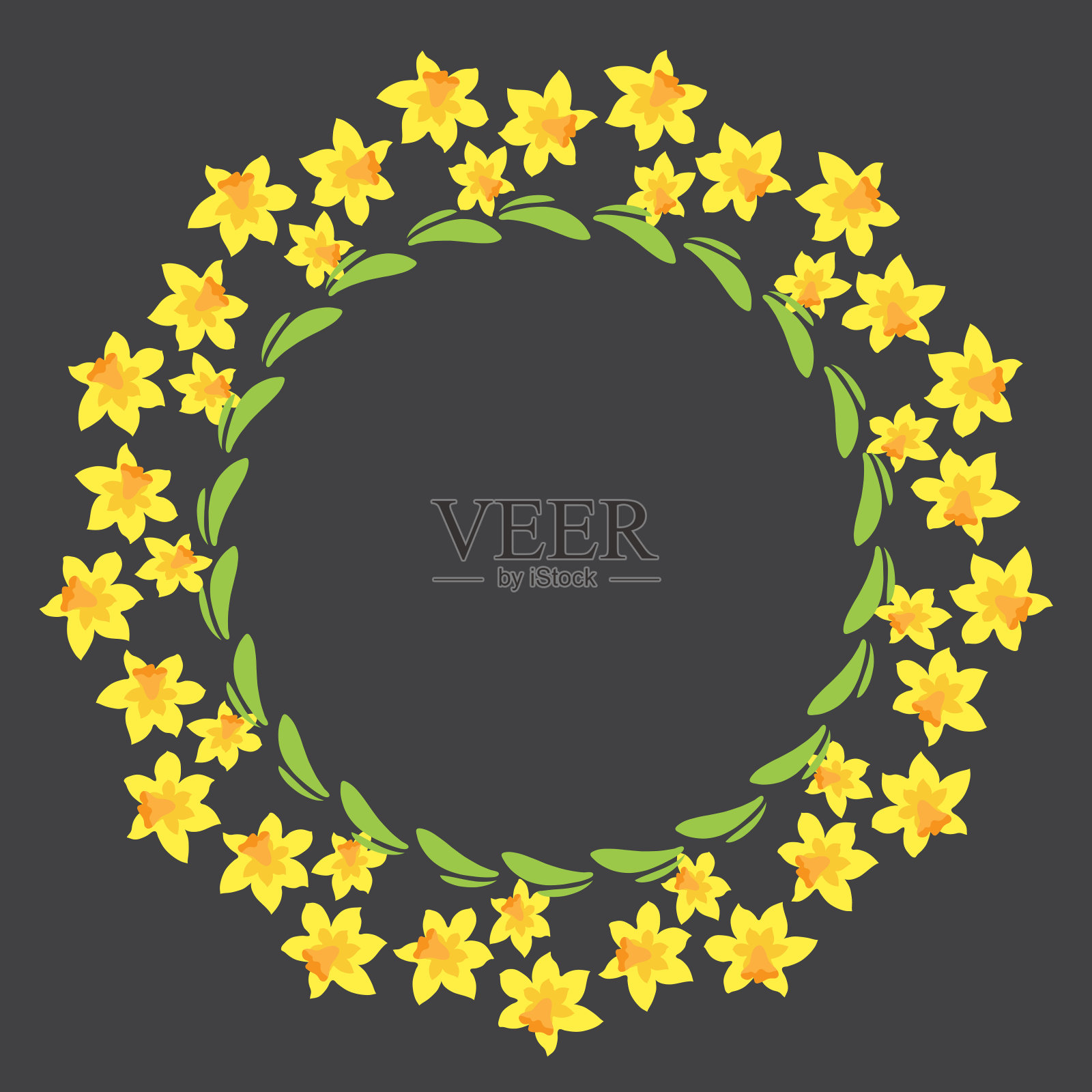 花圆框插画图片素材