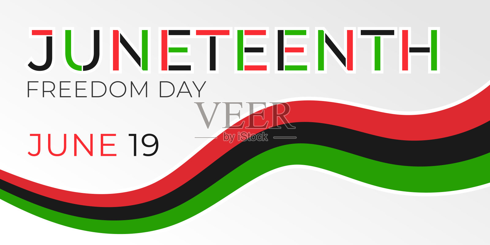 六月自由日的横幅。美国黑人独立日(1865年6月19日)矢量插图的设计模板为国家假日海报或卡片插画图片素材