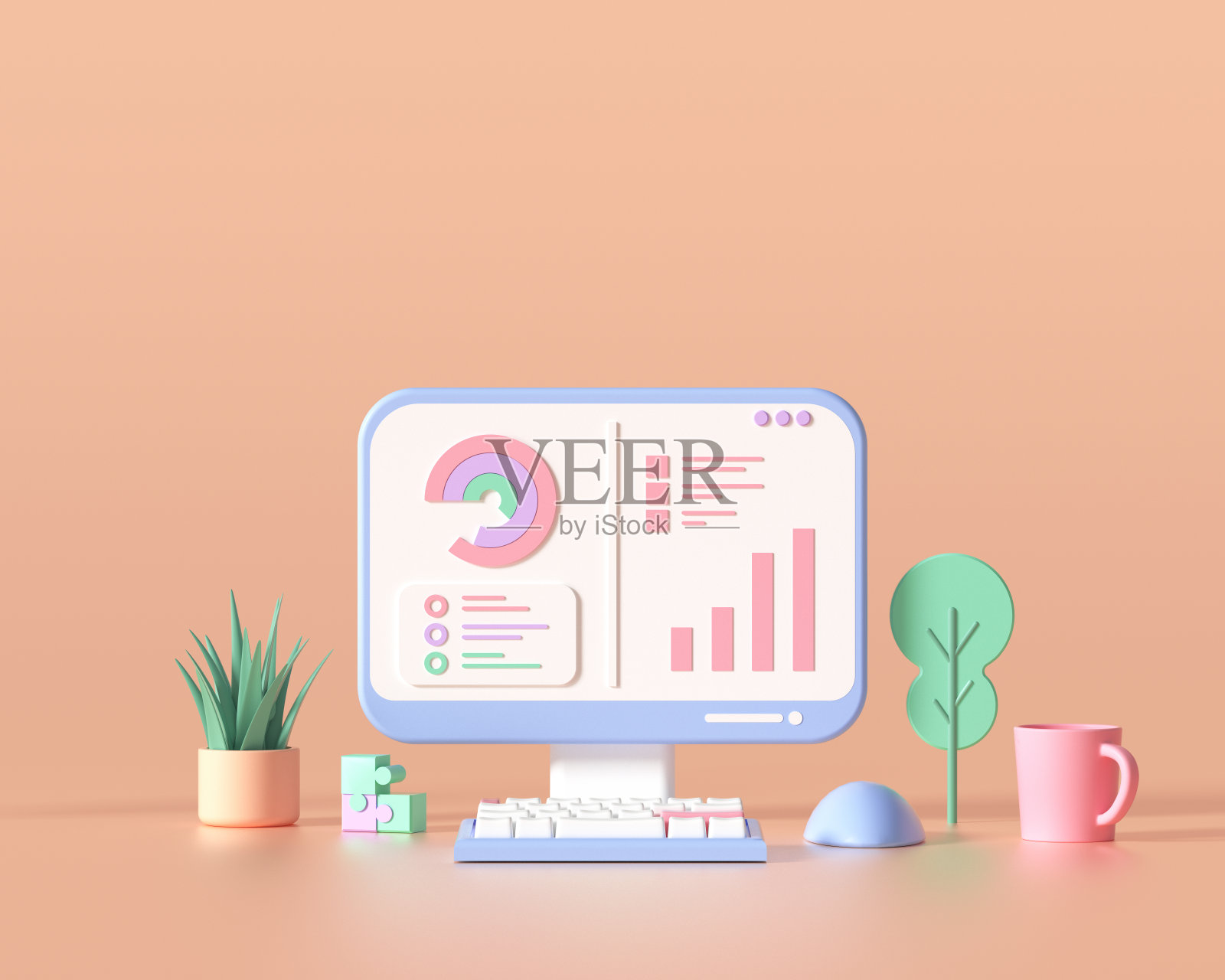 3D SEO优化，网络分析和SEO营销cncept。3 d渲染图插画图片素材