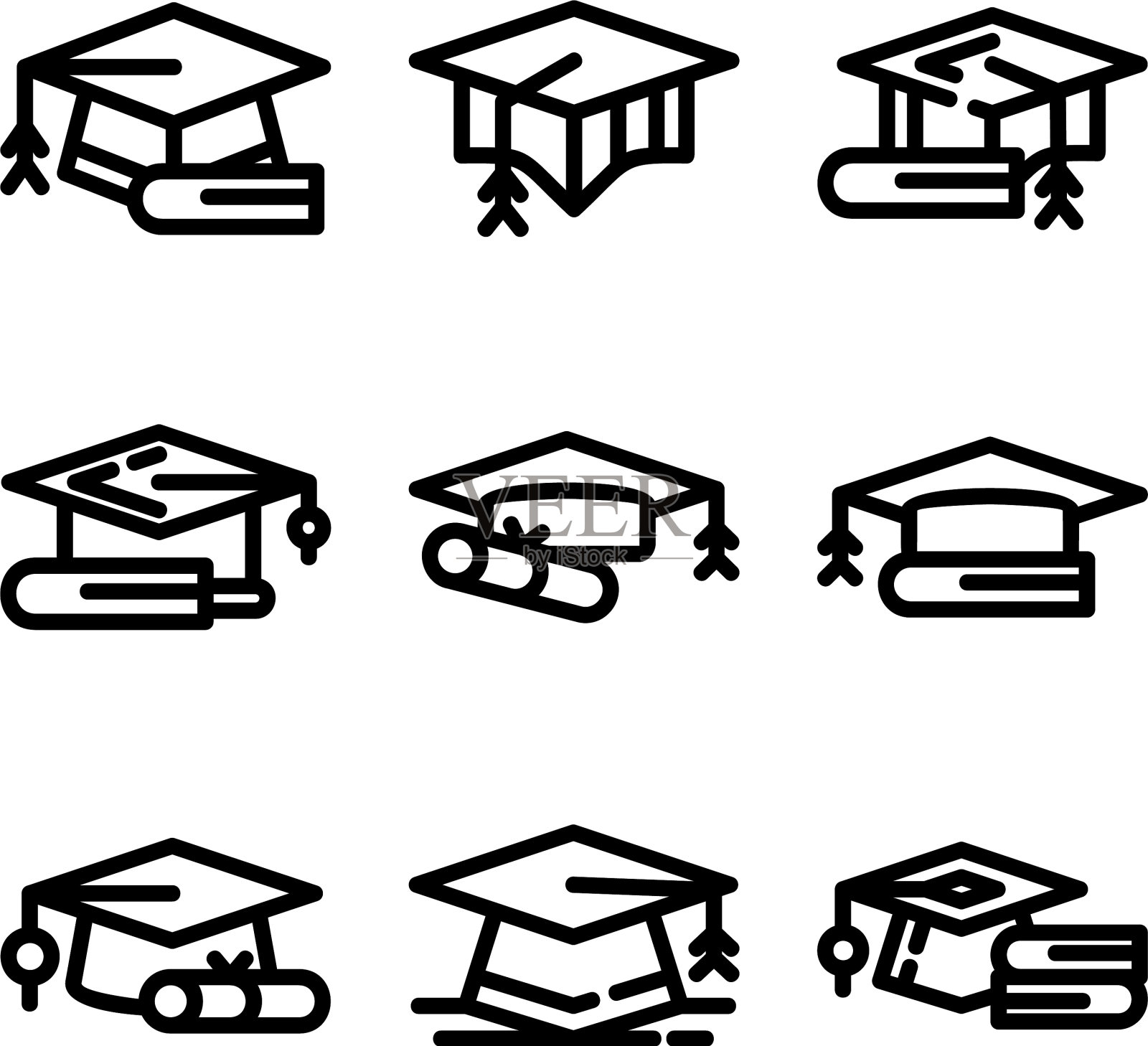 学士帽图标或标志孤立标志符号图标素材