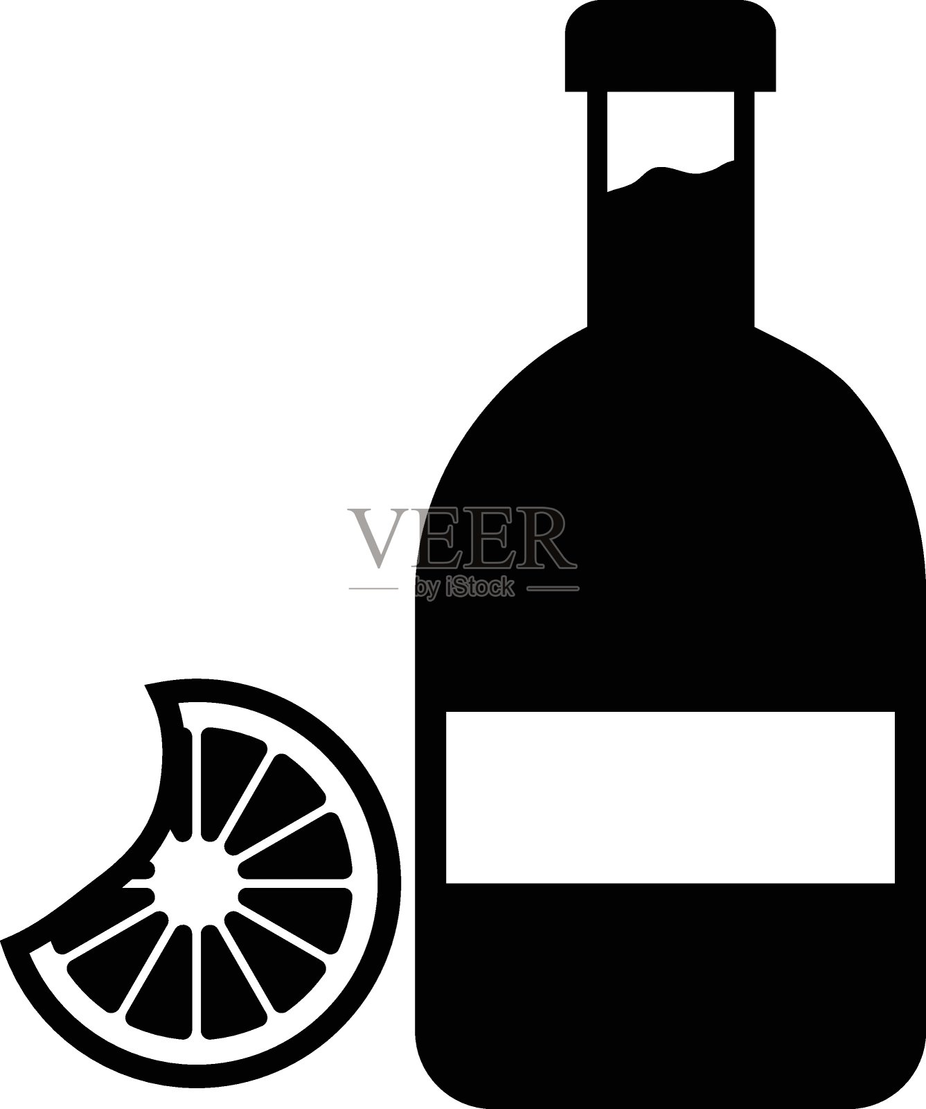 饮料与柠檬概念，硬饮料矢量图标设计，白色背景上的墨西哥文化符号，风俗和传统标志插画图片素材