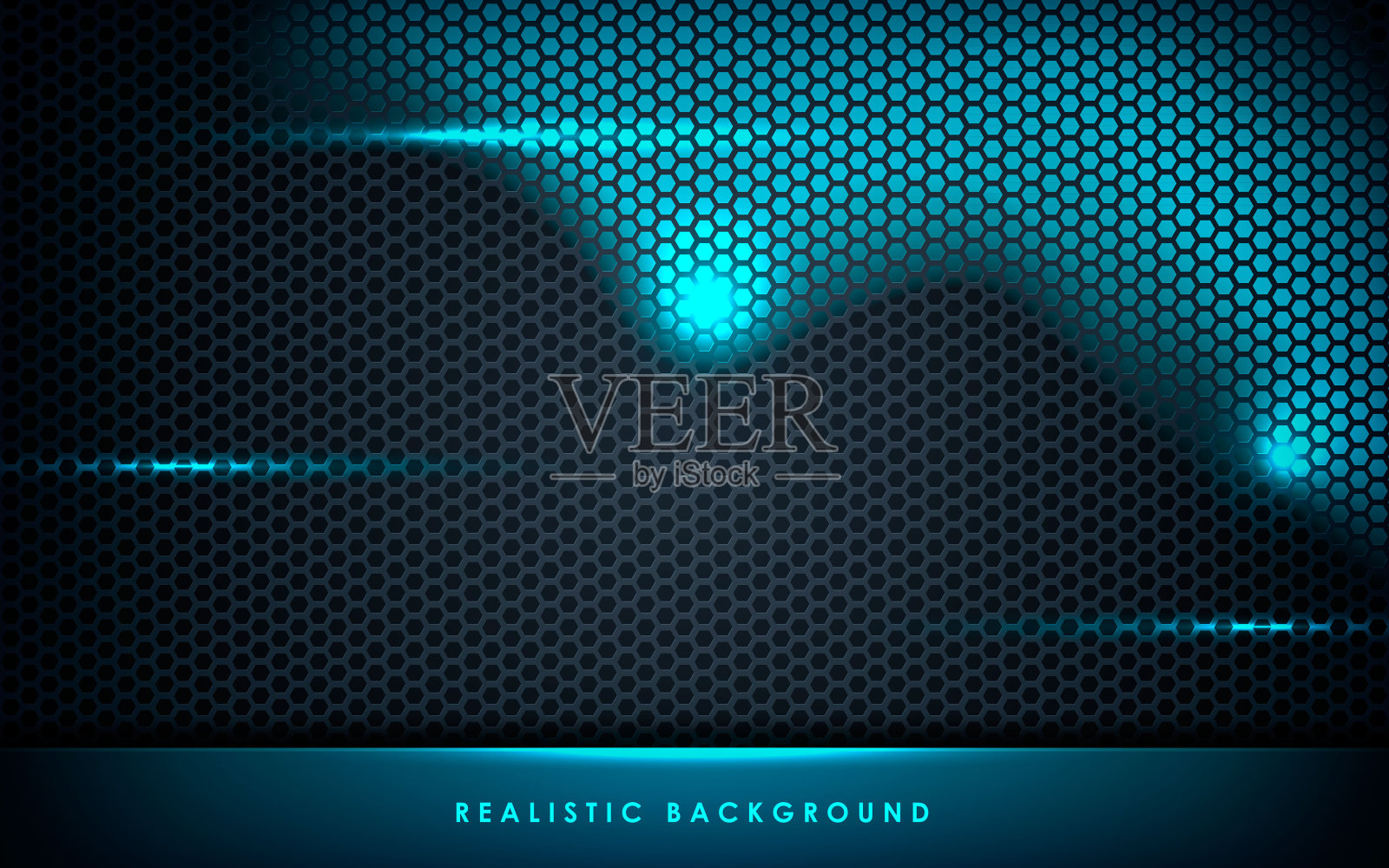 蓝色抽象尺寸上的黑色六边形背景插画图片素材