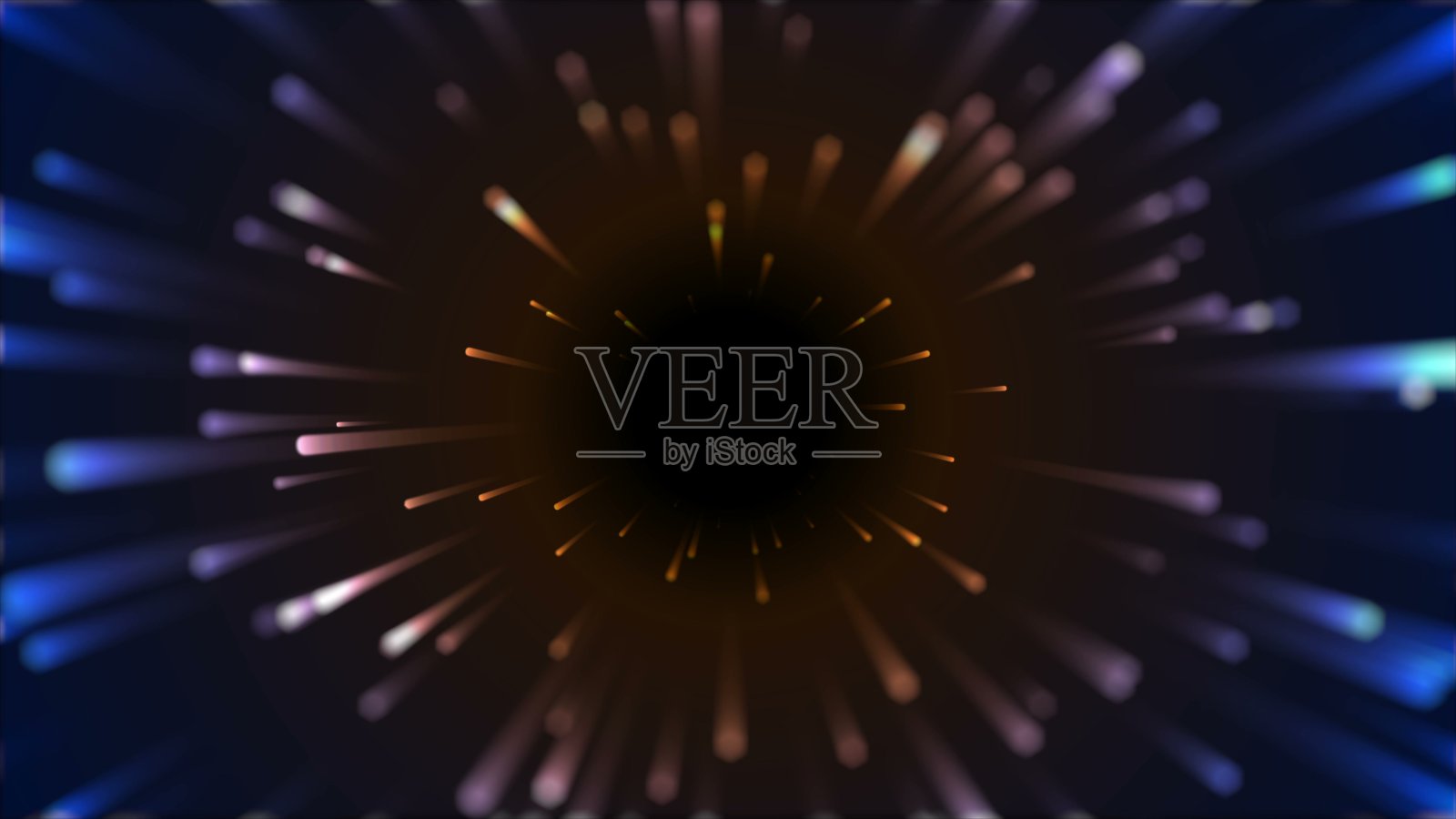 蓝色橙色霓虹空间星爆的抽象背景插画图片素材