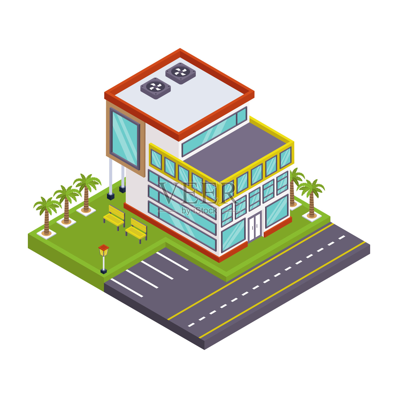 酒店建筑插画图片素材