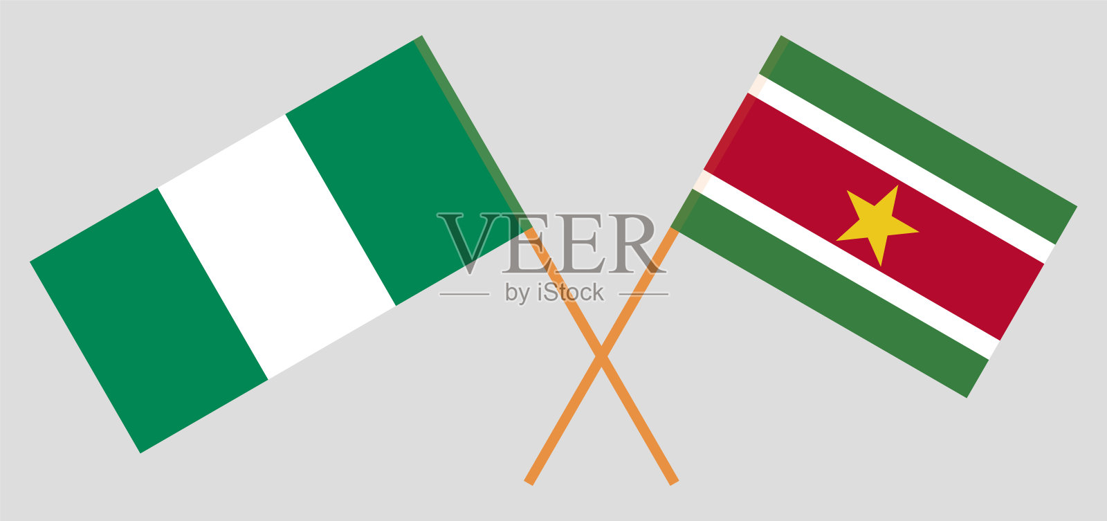 尼日利亚和苏里南的国旗。官方色彩。正确的比例插画图片素材