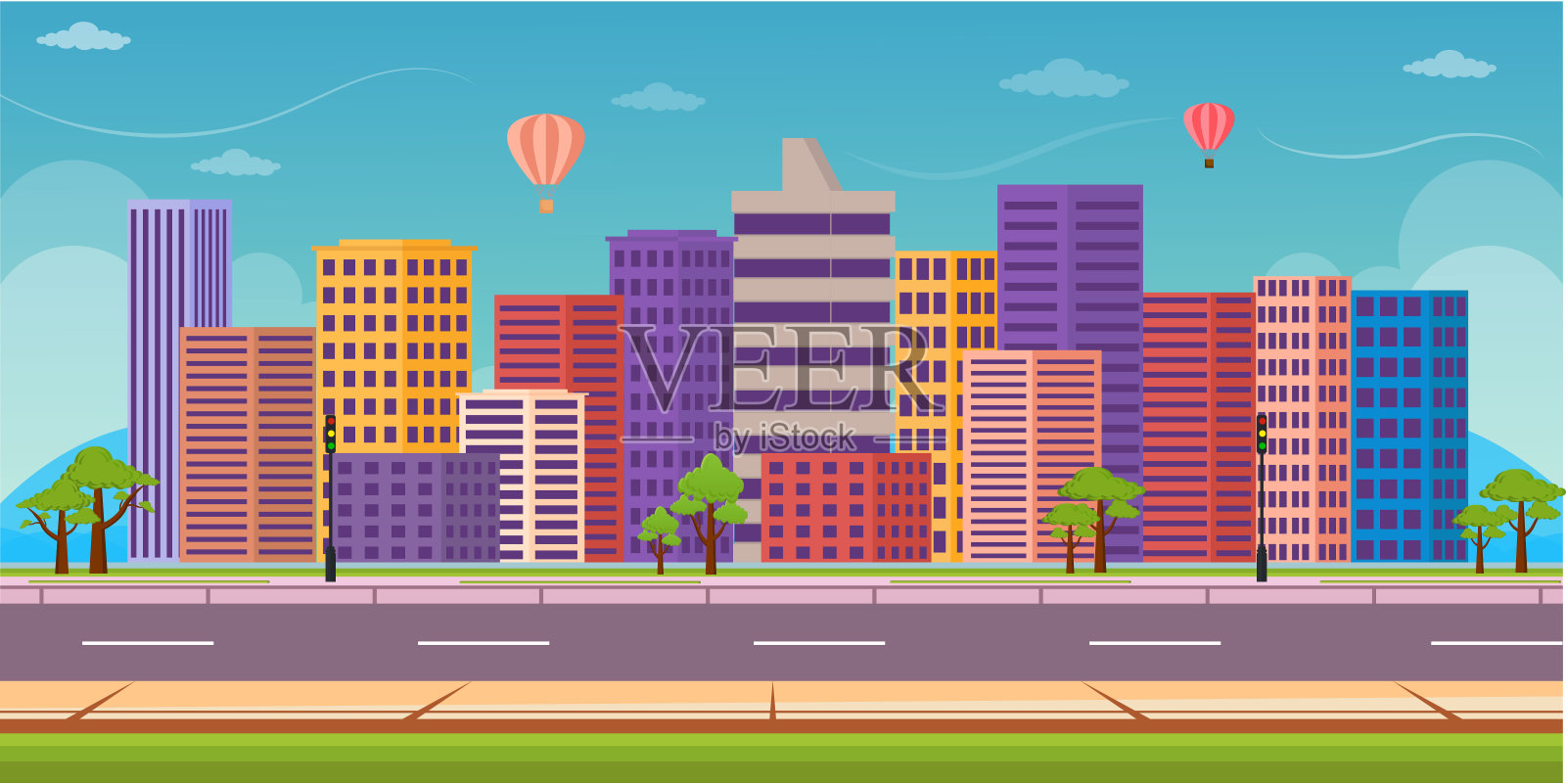 城市城市背景插画图片素材