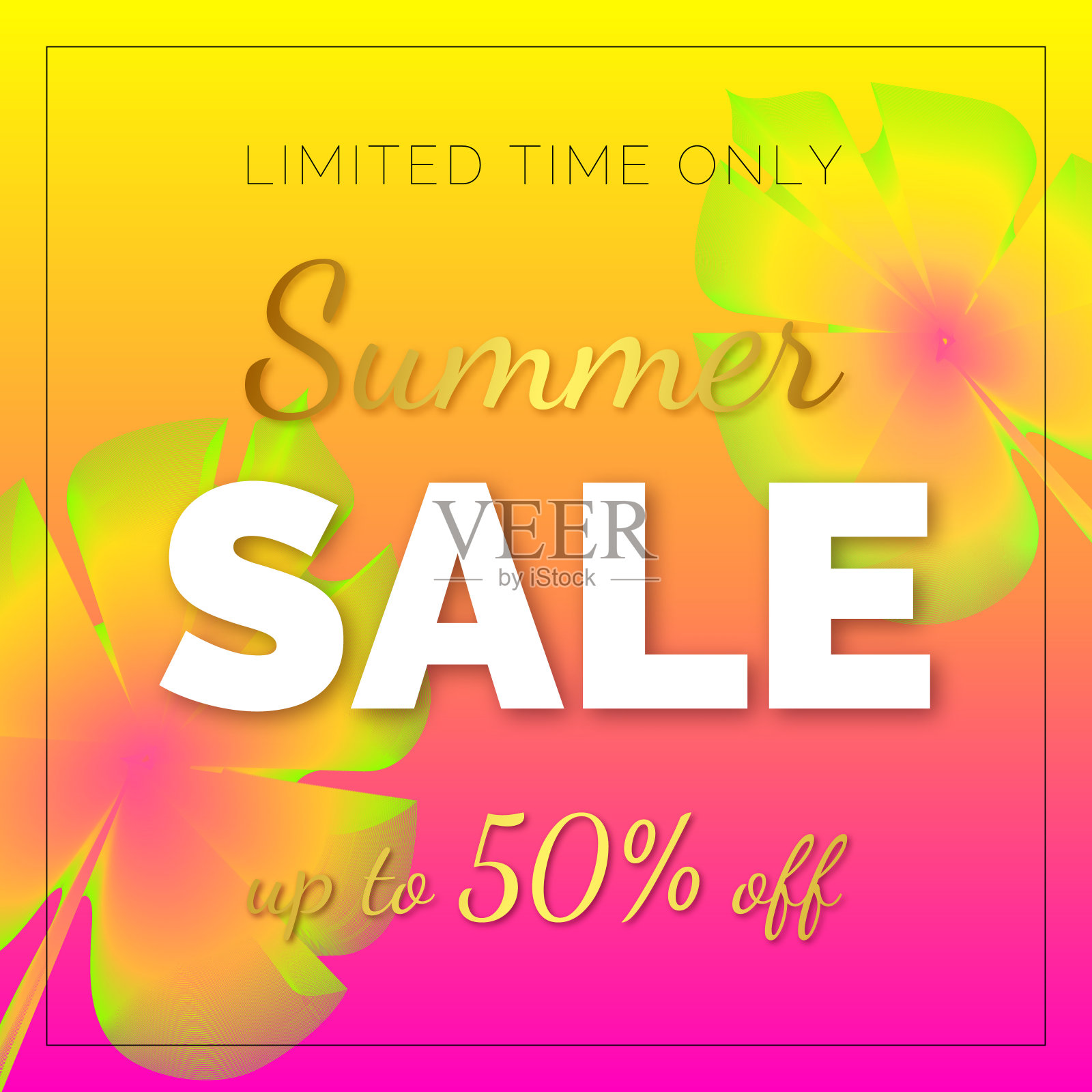 粉色和黄色的抽象夏季销售横幅插画图片素材