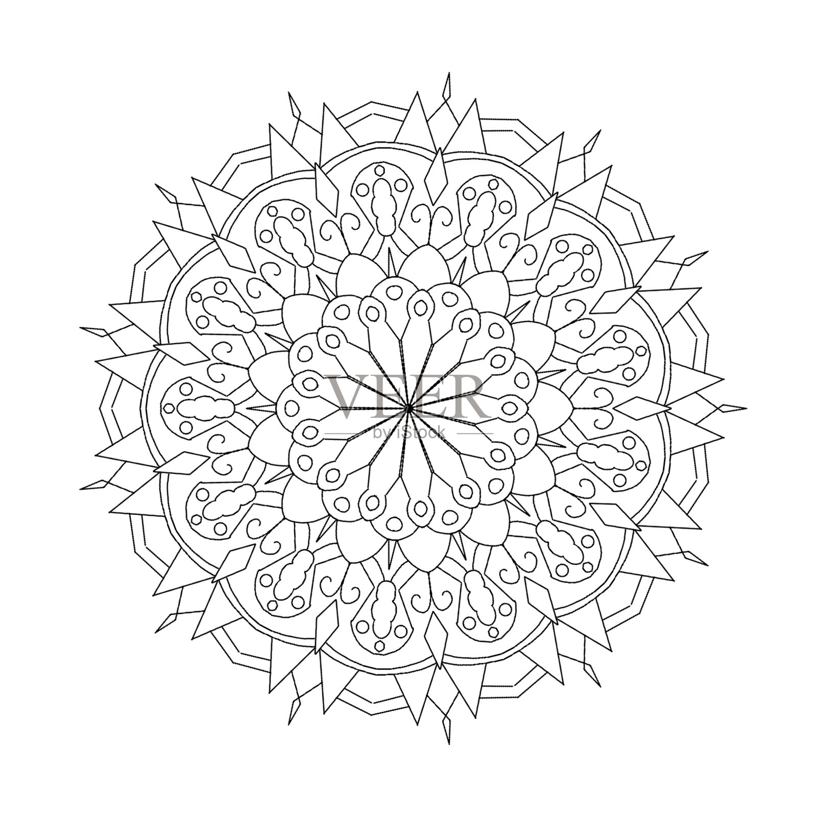 美丽的曼荼罗艺术品的背景插画图片素材