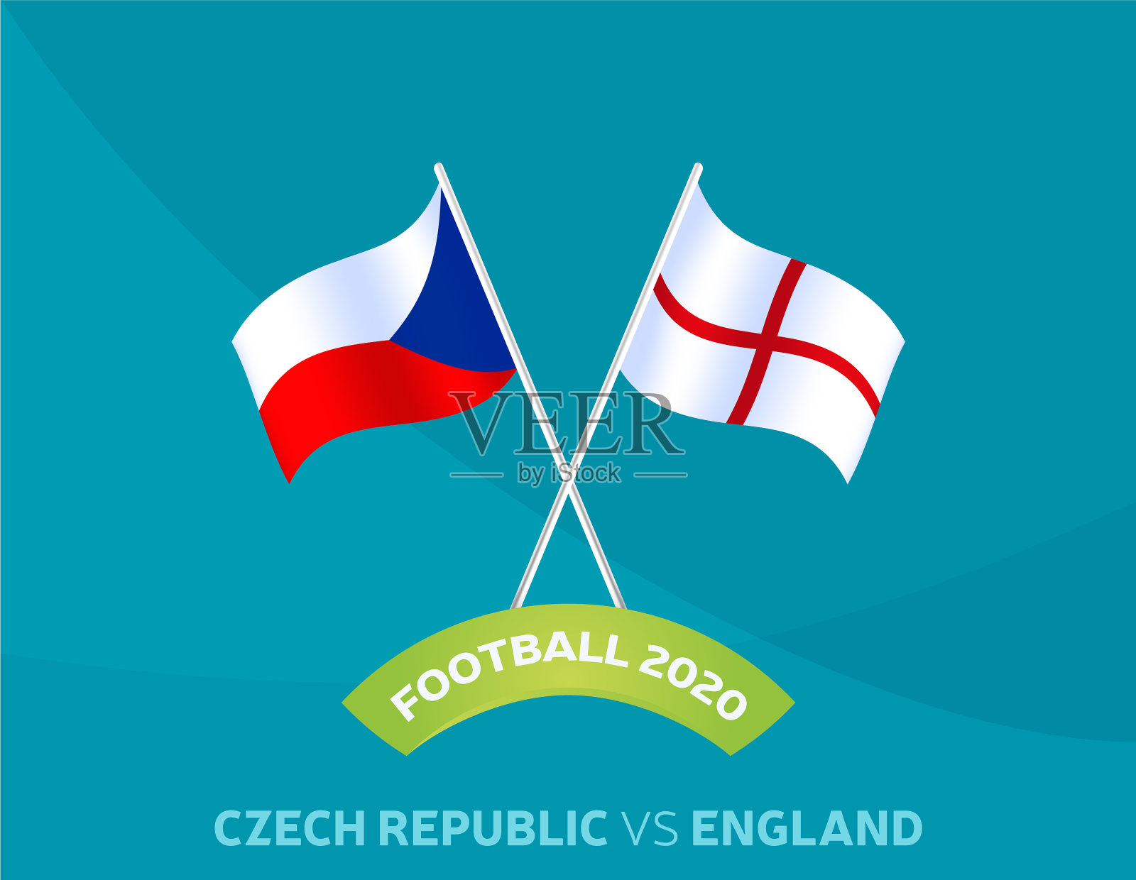 2020年捷克对阵英格兰的足球赛插画图片素材