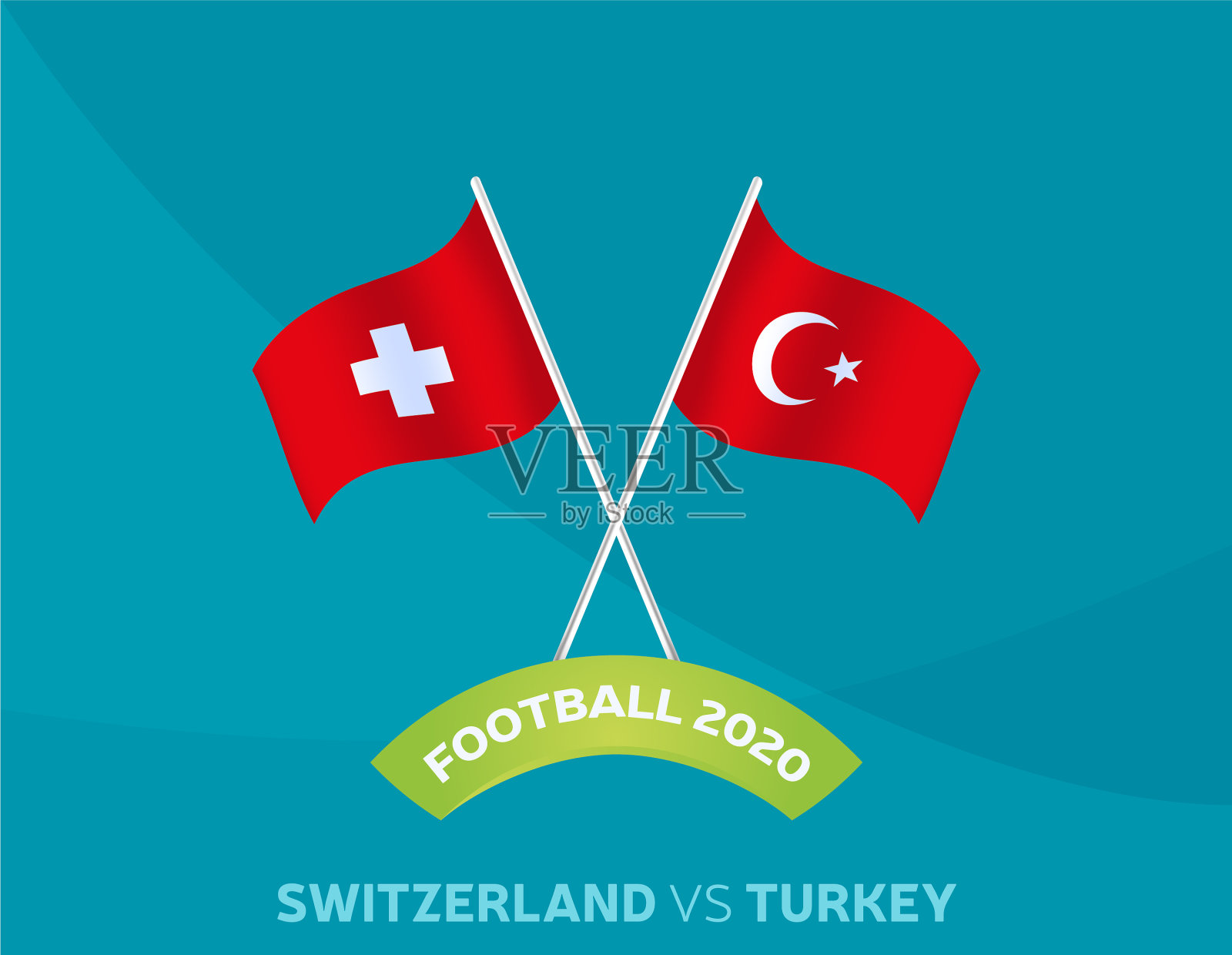 2020年瑞士对土耳其的足球赛插画图片素材