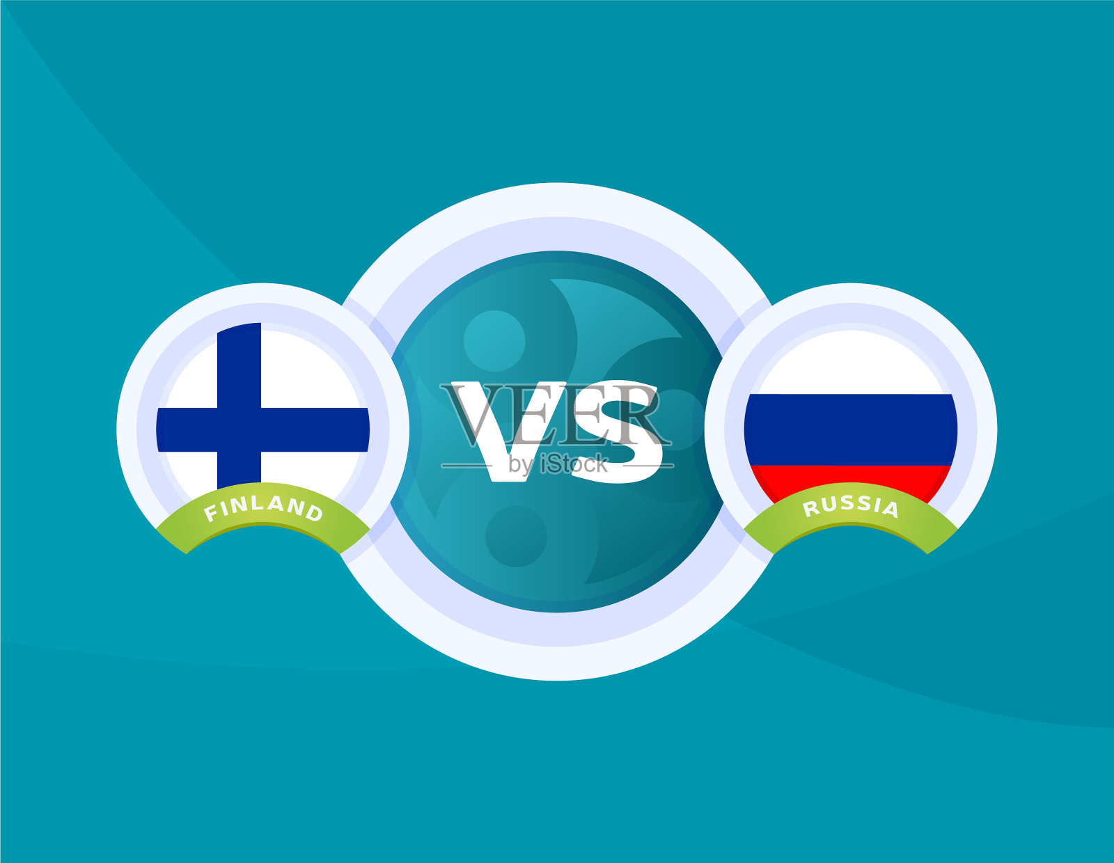 2020年芬兰对俄罗斯的足球比赛插画图片素材