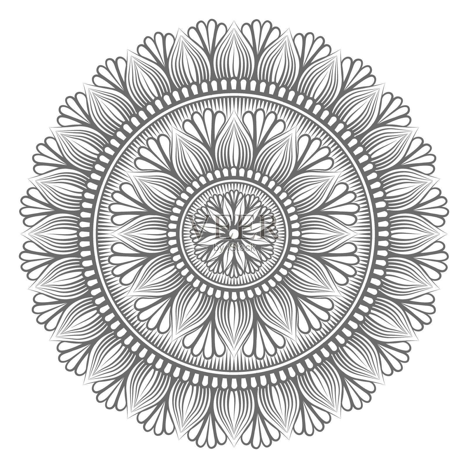 奢华和极简的轮廓风格手绘曼荼罗插图抽象和装饰的概念插画图片素材