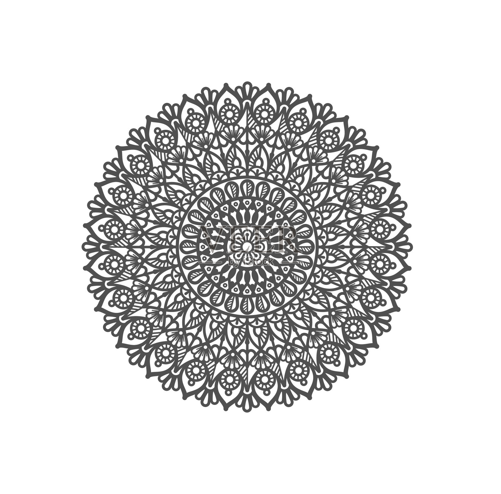 豪华和最小的详细曼荼罗插图在线条艺术风格插画图片素材