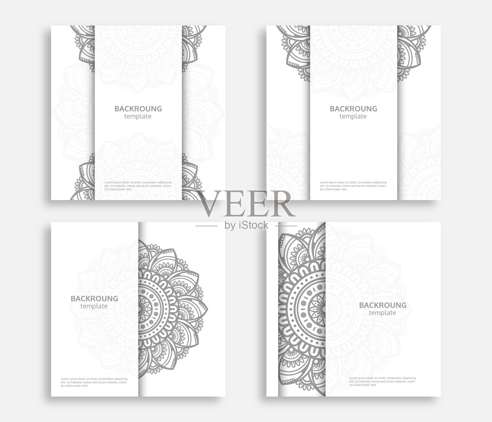 一套详细的曼荼罗背景模板设计插画图片素材